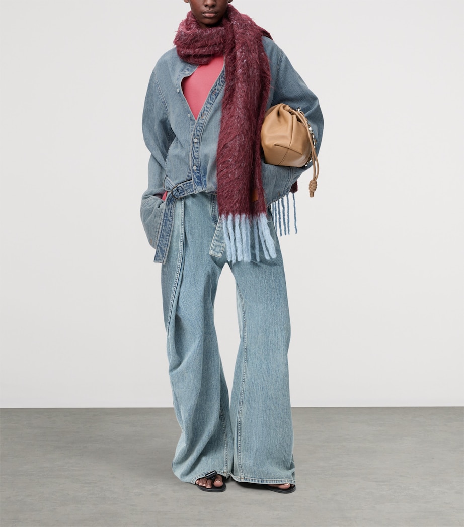 LOEWE Womens Cotton-Blend Draped Shirt Washed Denim Image 2