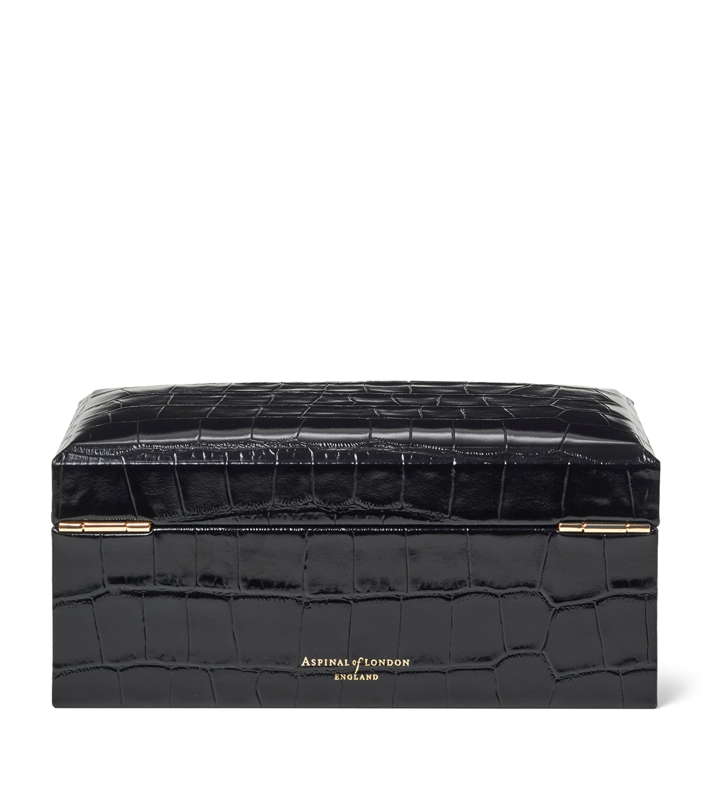 Leather Croc-Embossed 3-Piece Watch Box BLACK Image 3