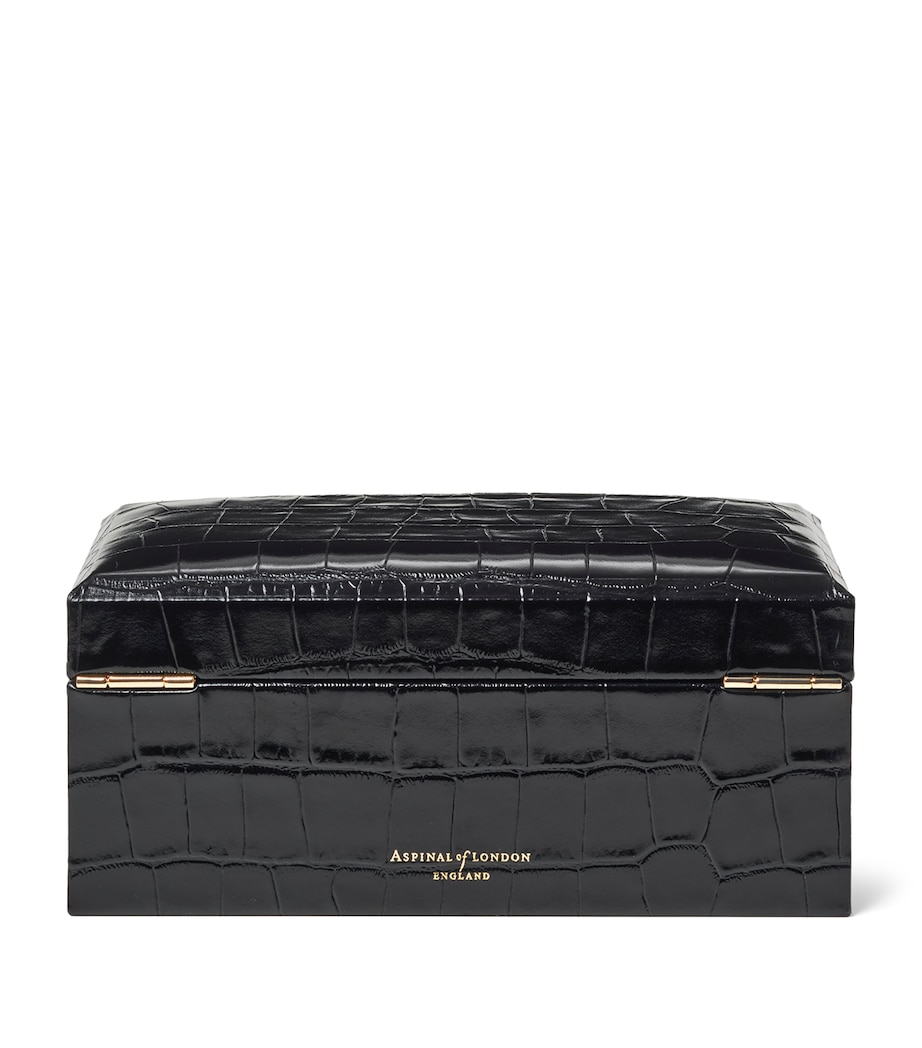Leather Croc-Embossed 3-Piece Watch Box BLACK Image 3