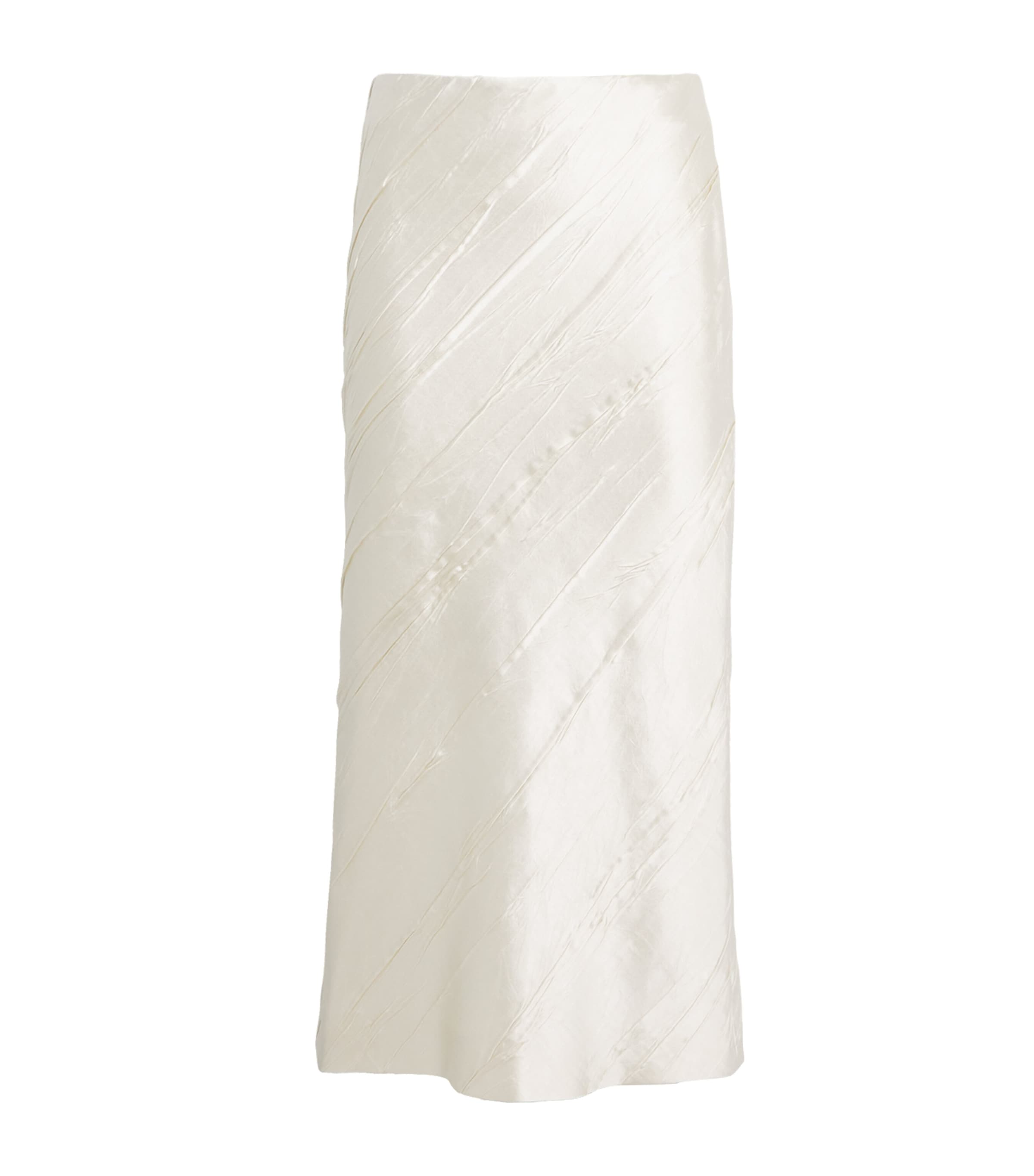 Sportmax Satin Textured Midi Skirt In White