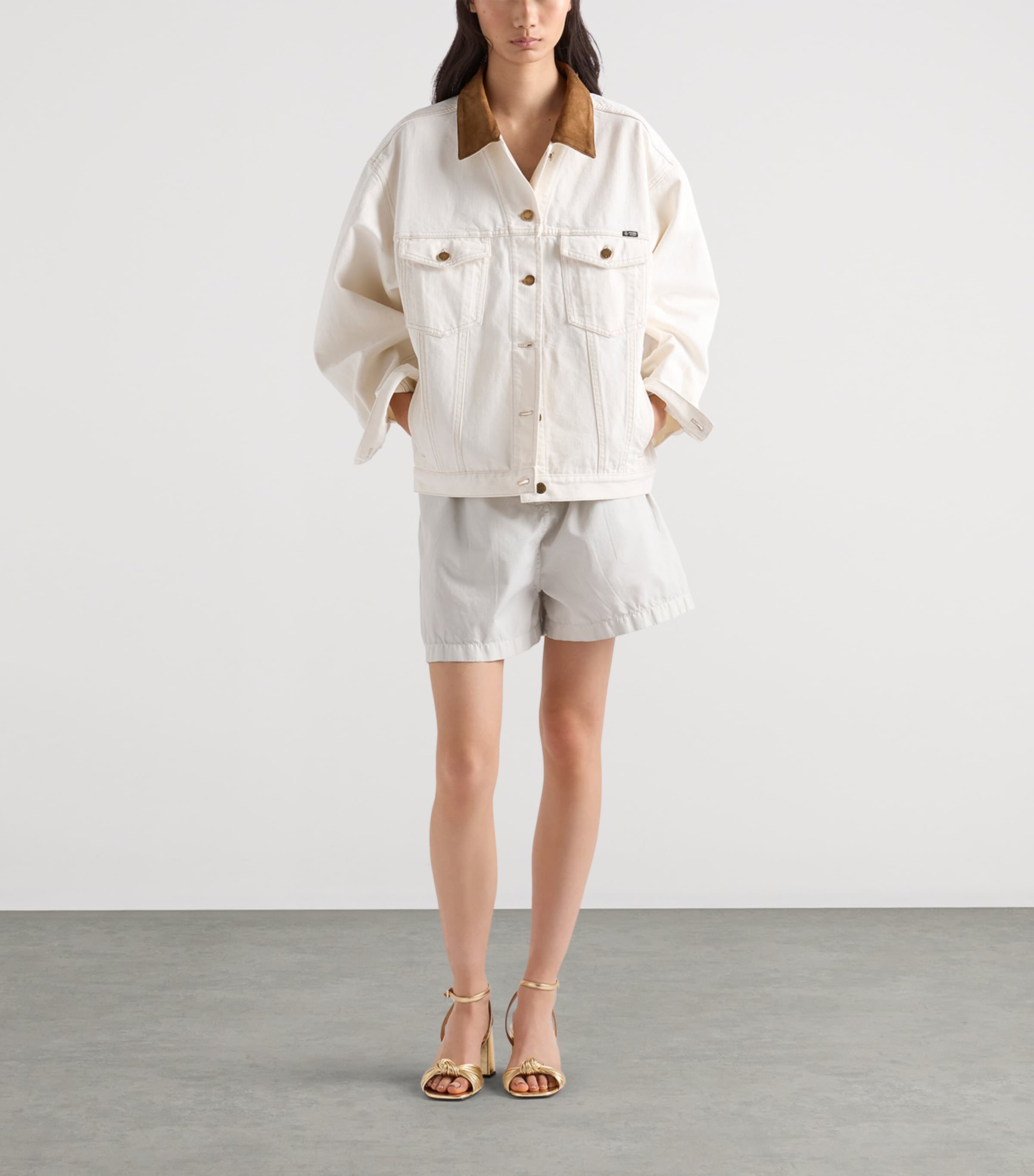 Prada Womens Blouson Denim Jacket White Image 2