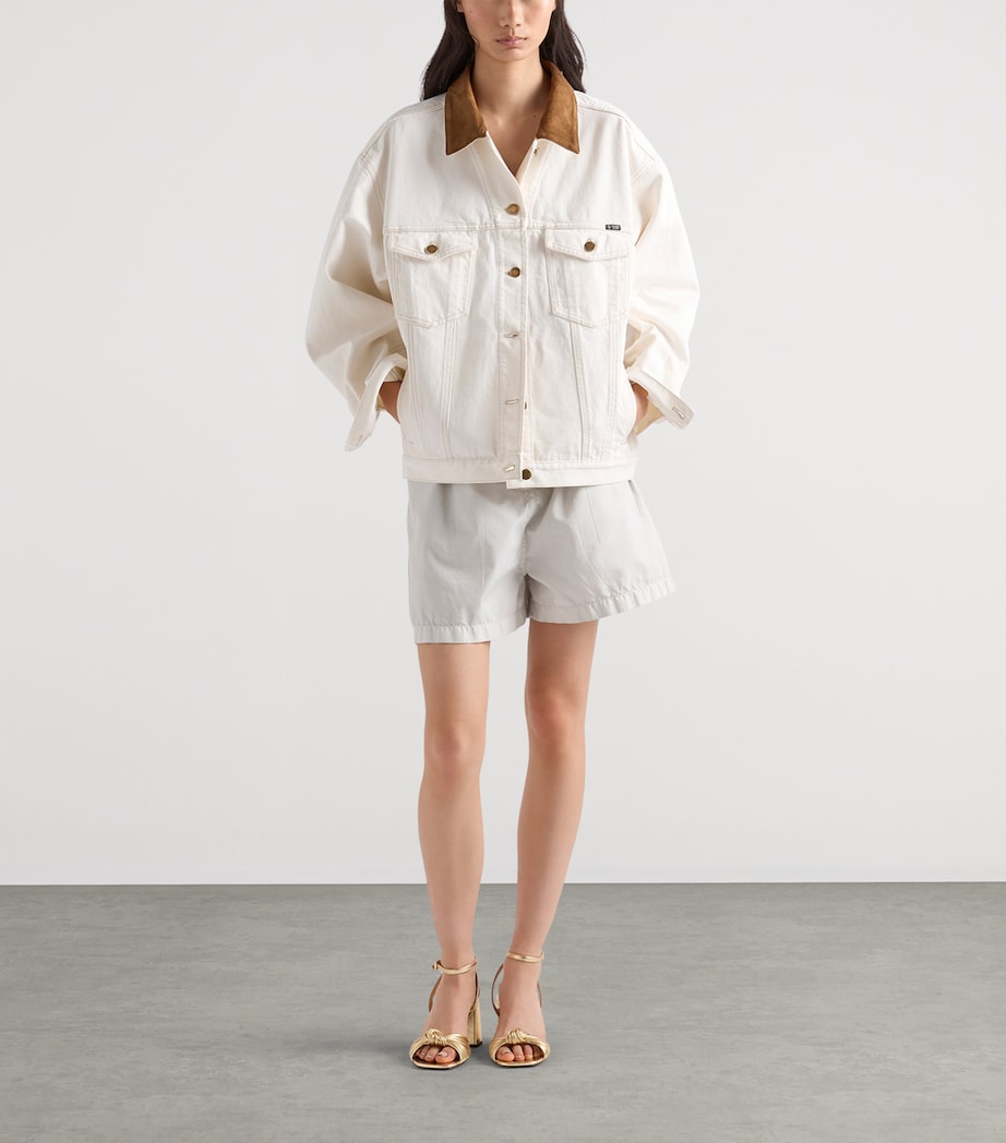 Prada Womens Blouson Denim Jacket White Image 2