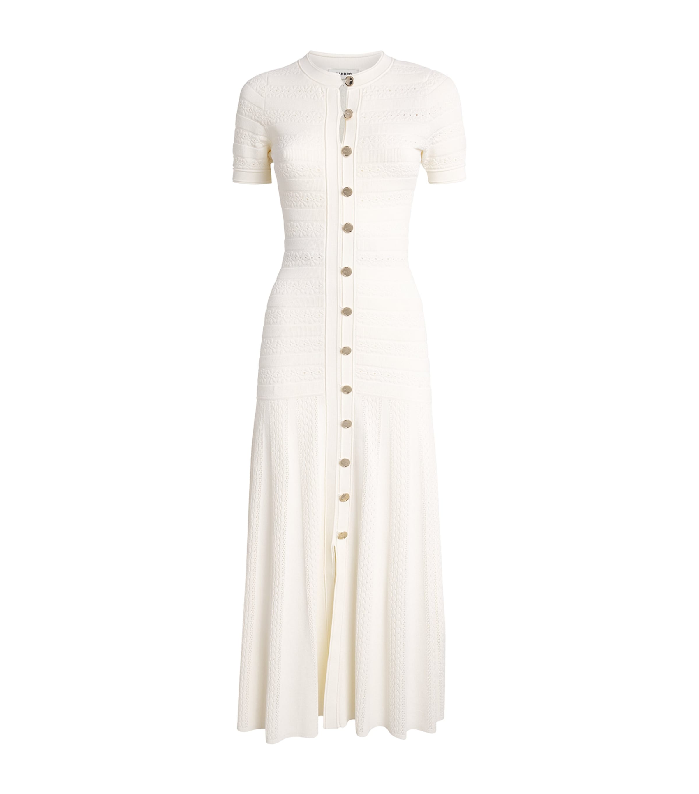 Sandro Paris Womens Knit Button-Through Midi Dress Ecru Image 1