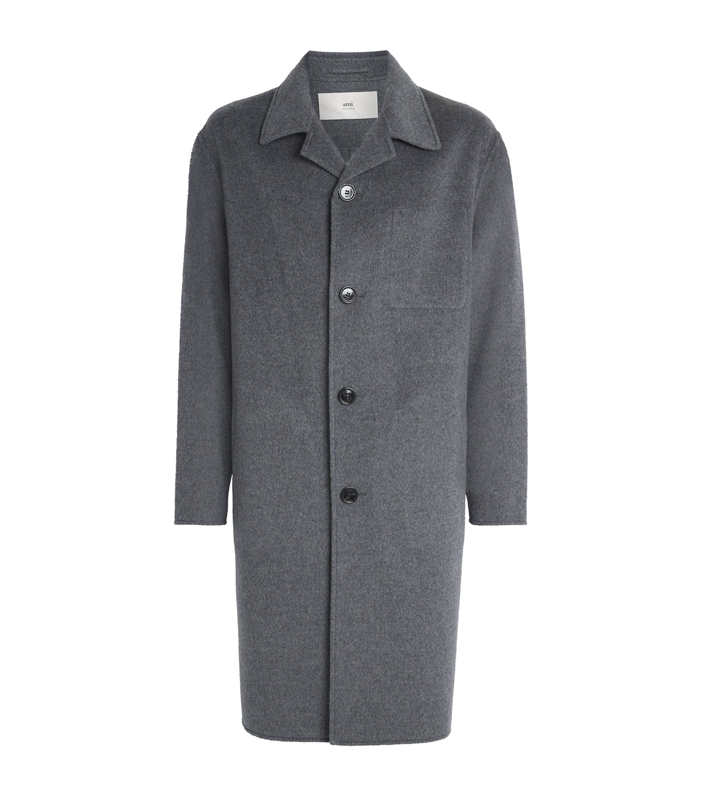 Ami Alexandre Mattiussi Single-breasted Wool Knee-length Coat In Black