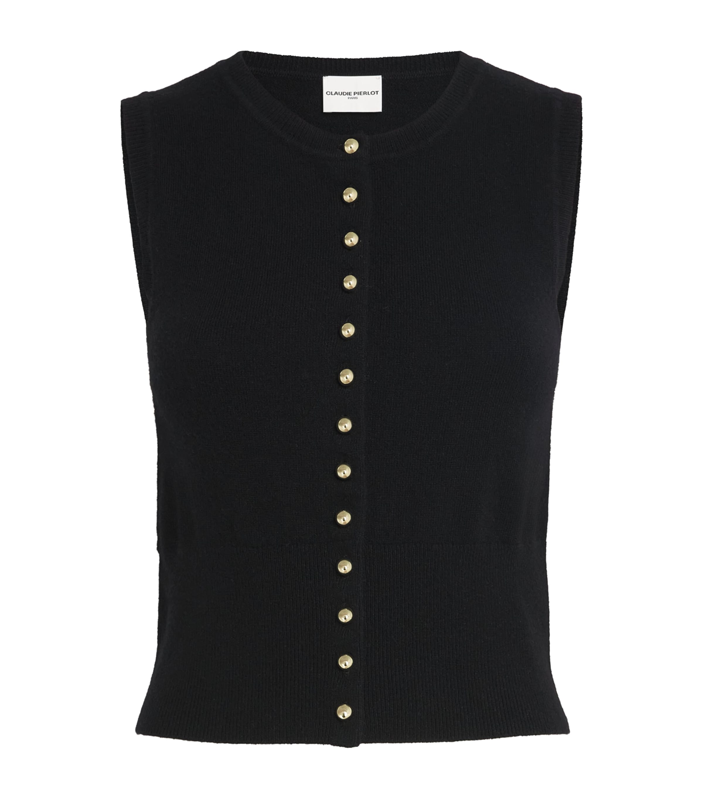 Claudie Pierlot Wool Sleeveless Cardigan In Black