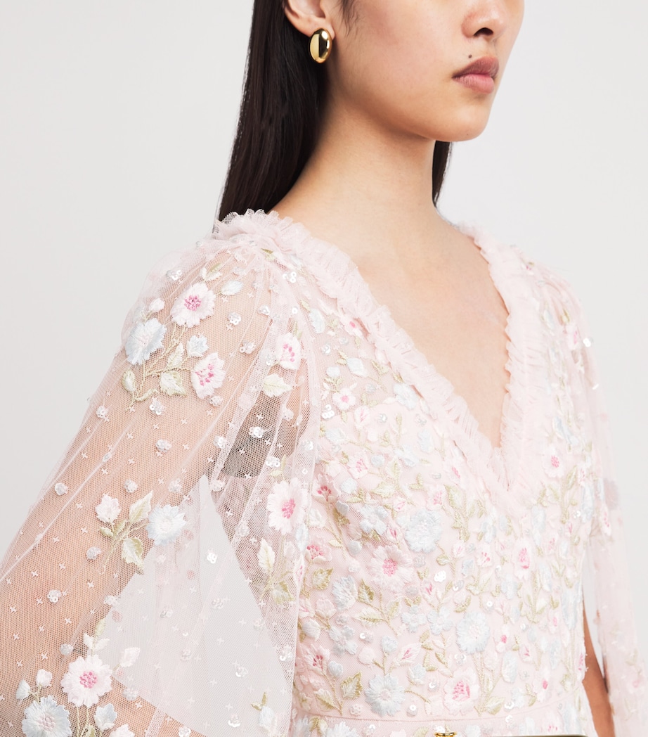 Cape-Detail Ethereal Blooms Maxi Dress SEASHELL/MULTI Image 4