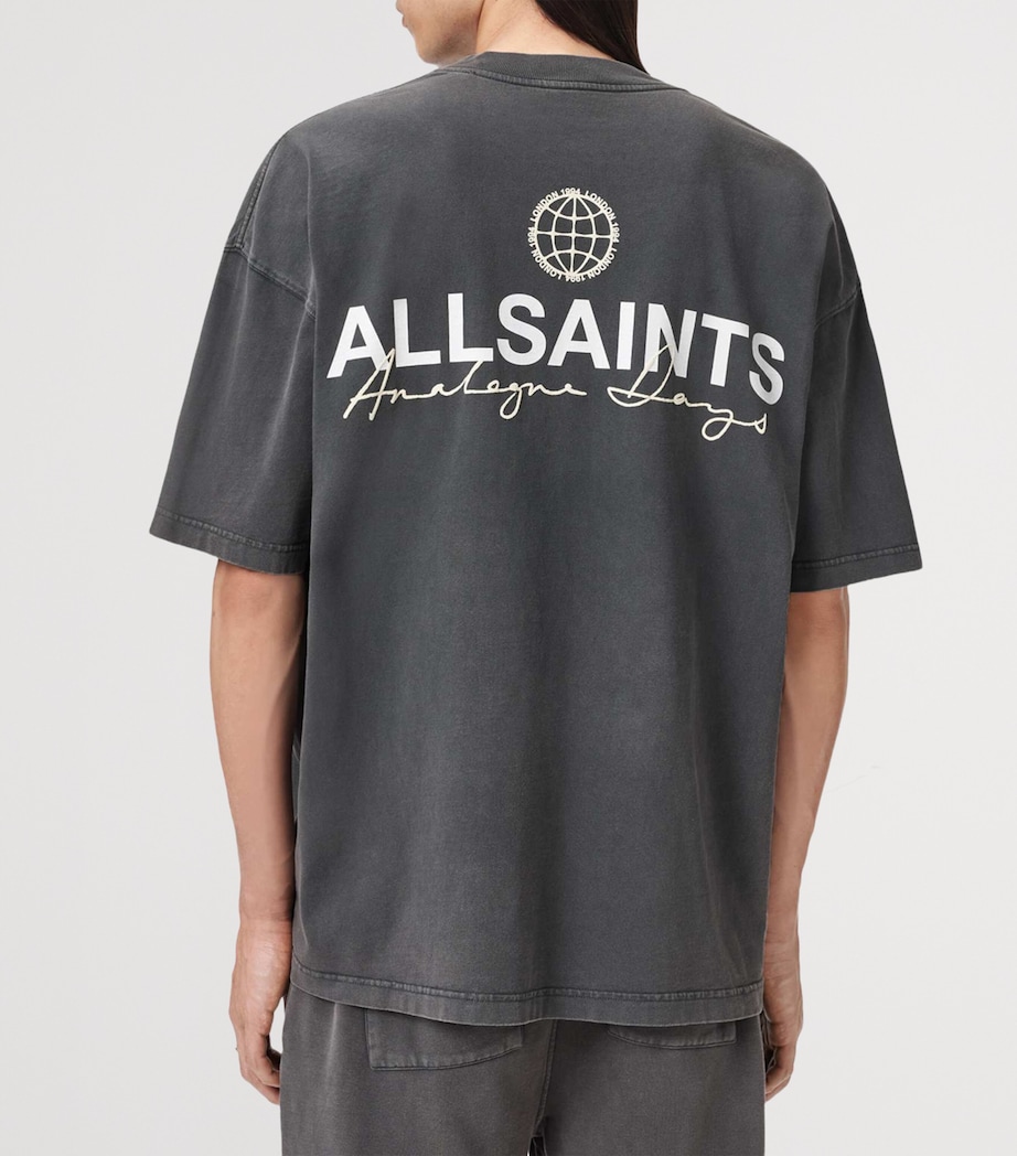 AllSaints Mens Organic Cotton Emblem Hoodie Washed Black Image 4