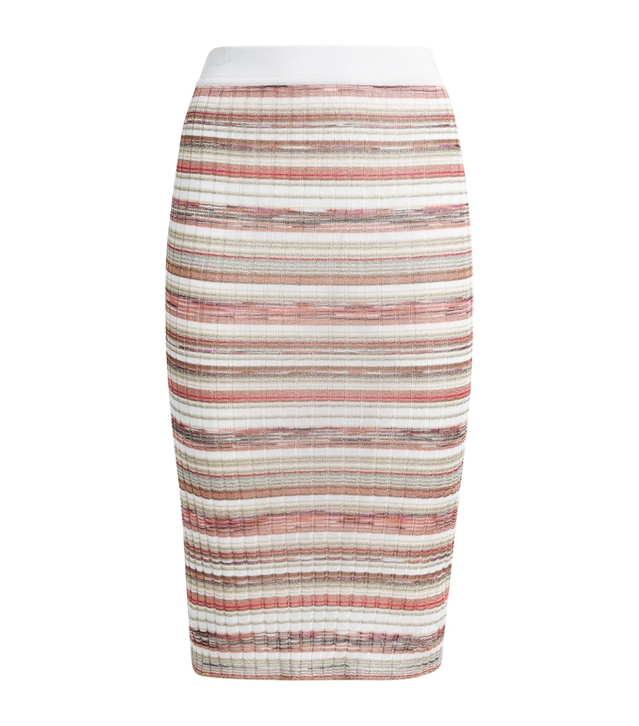 Missoni Womens Stripe Midi Skirt Pnk W Brn & Wt Image 1