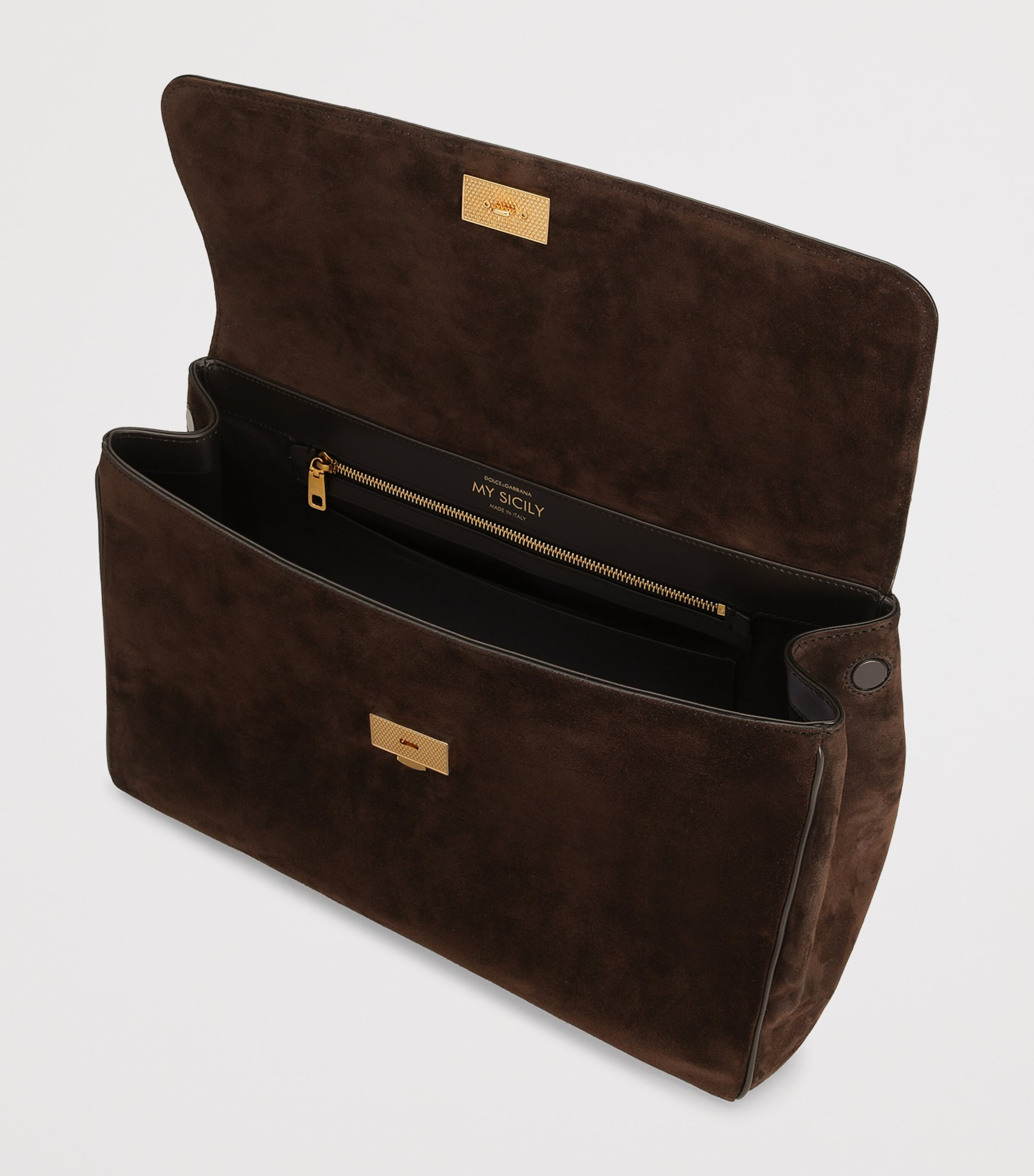 Suede My Sicily Top-Handle Bag 8M157-DARK BROWN Image 8