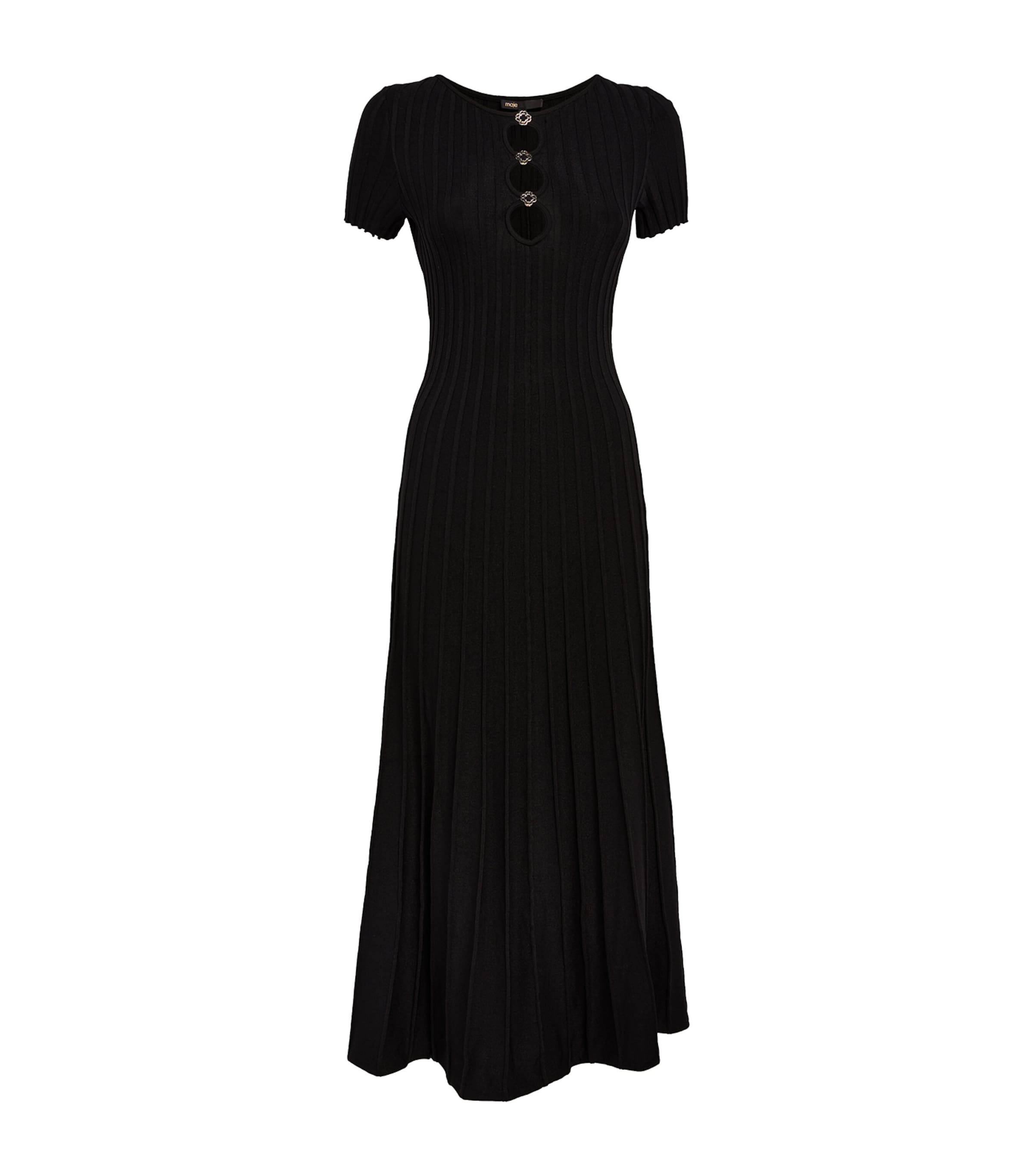 Maje Pleated Midi Dress In Black