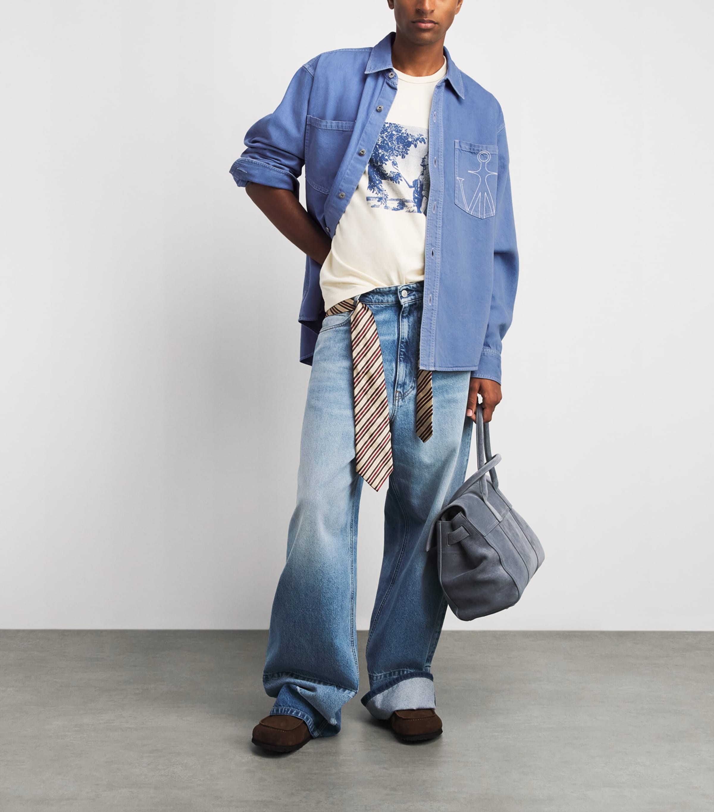 JW Anderson Mens Oversized Denim Shirt French Blue Image 2