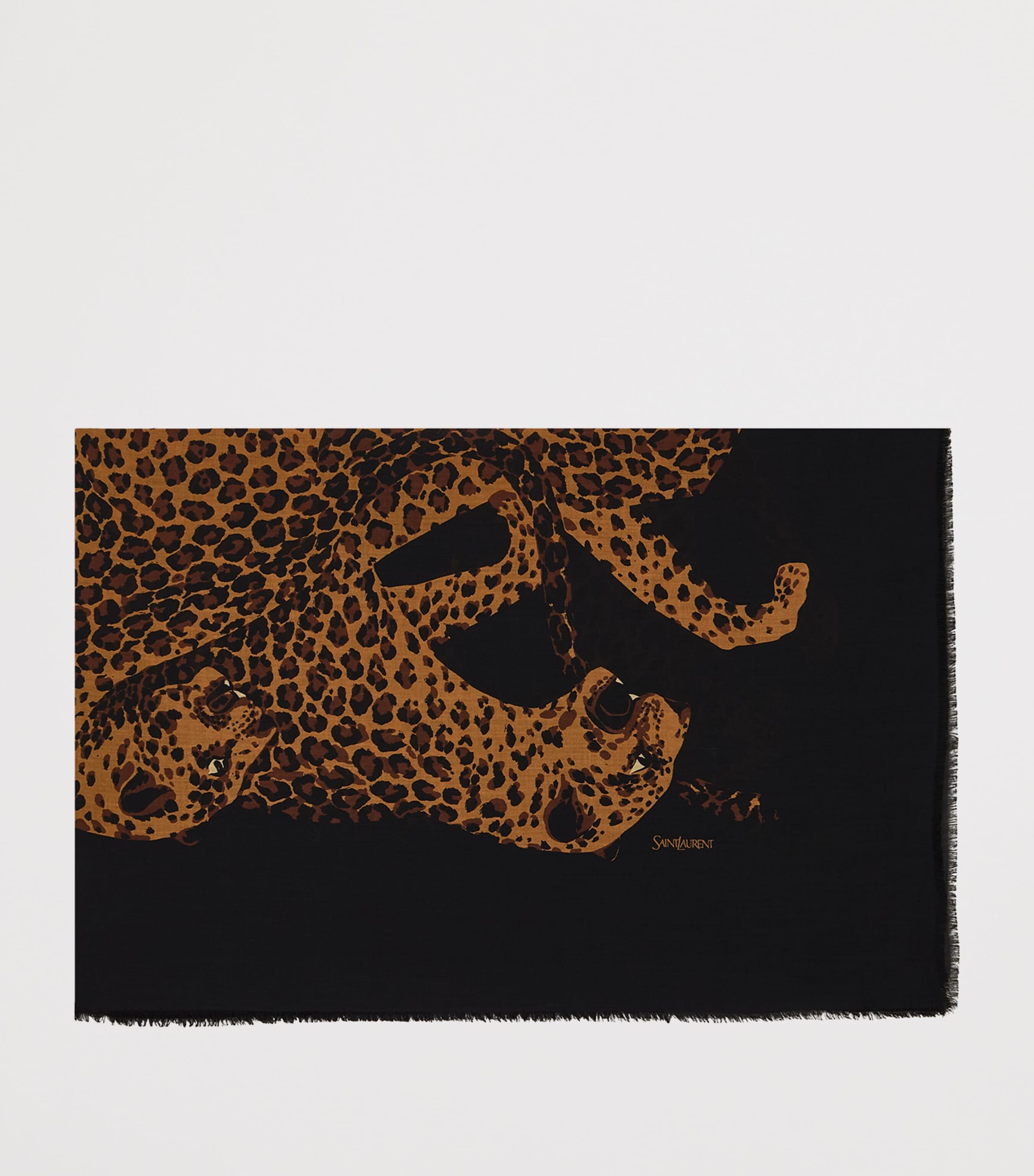 Saint Laurent Wool Leopard Scarf Image 2