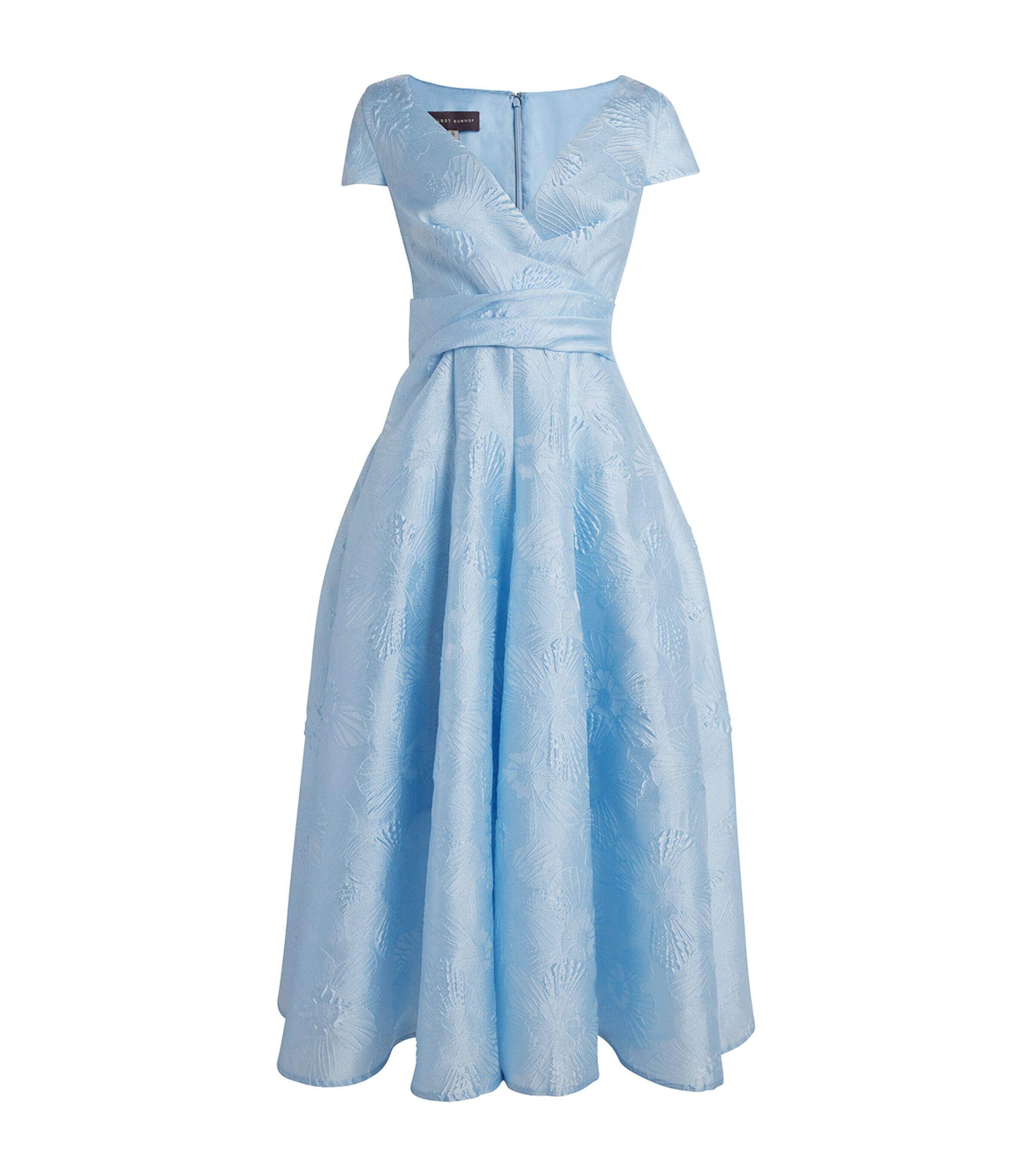 Talbot Runhof Blue Anemone Jacquard Pleated Midi Dress | Harrods US