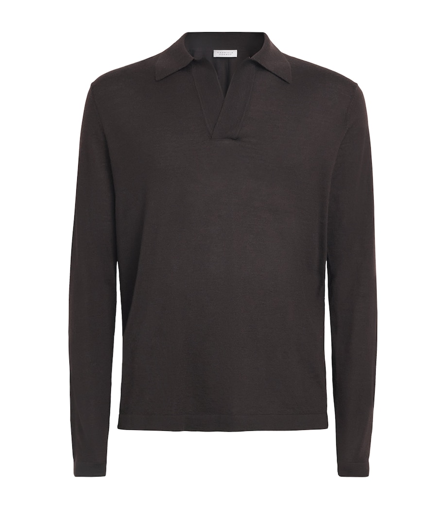 Gabriela Hearst Mens Cashmere Frome Polo Sweater Chocolate Image 1