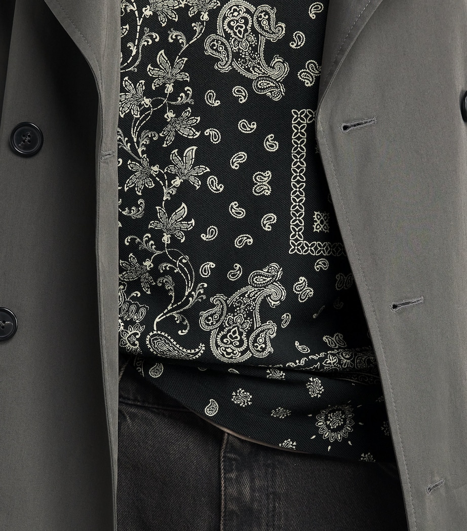 Cotton Mesh Bandana Print Polo Shirt BLACK Image 6