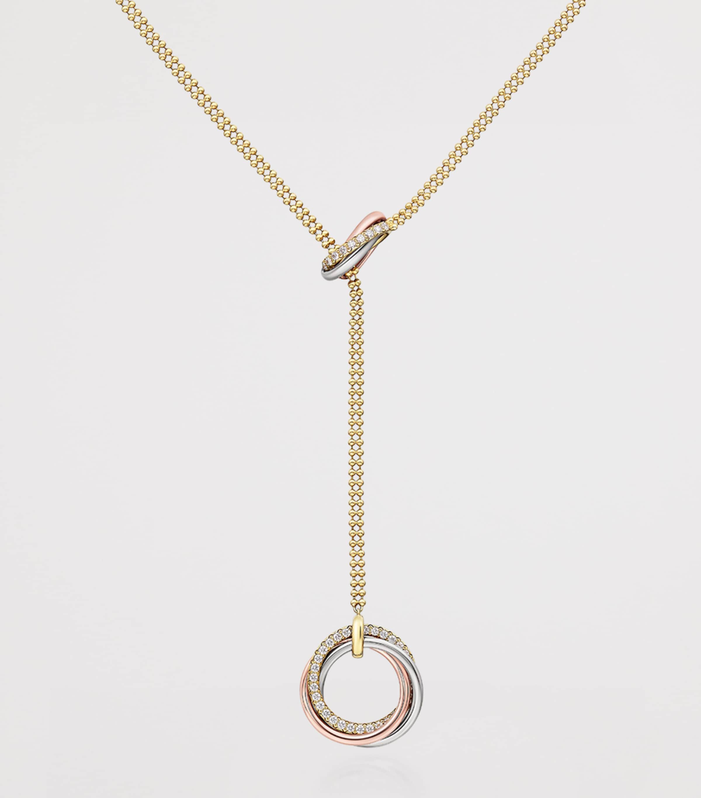 Mixed Gold and Diamond Trinity Necklace MIXED GOLD Image 5