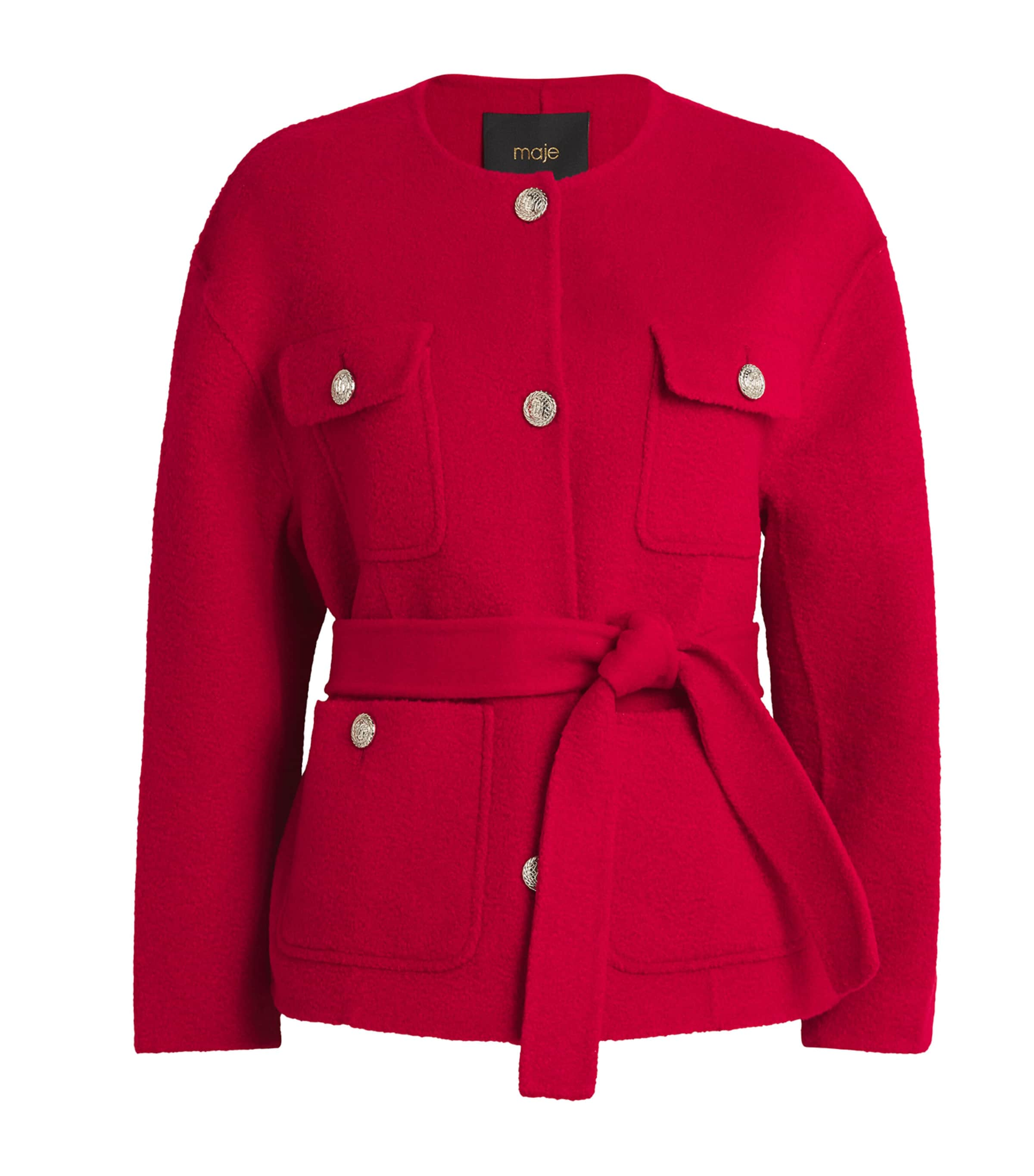 Shop Maje Wool-blend Double-faced Jacket In Red