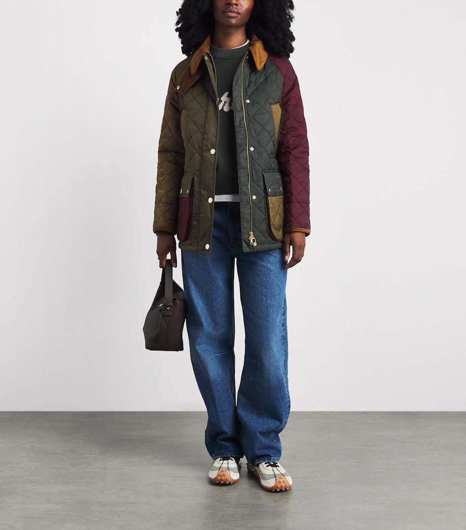 Barbour Womens Quilted Patchwork Bedale Jacket Olve/bch/dk Olv/mrlt Image 2