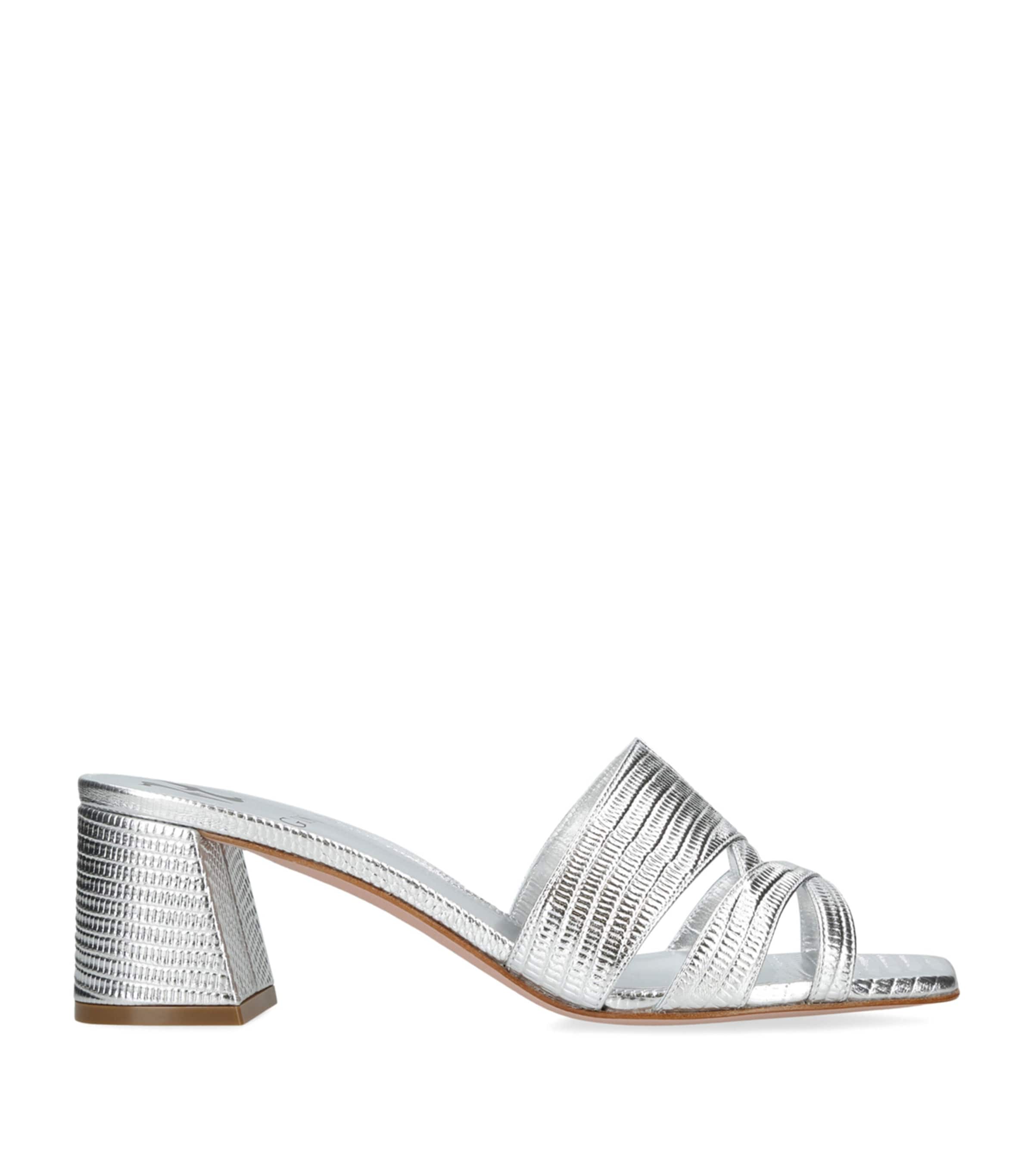 Gina Lugano Heeled Mules 50 In Silver
