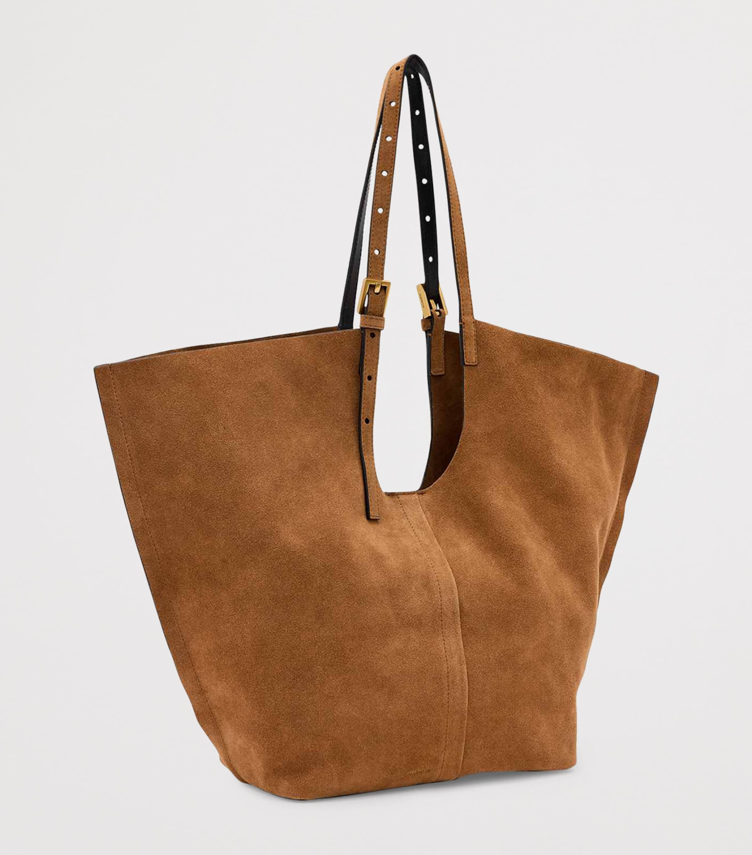 AllSaints Suede Ara East-West Tote Bag Arizona Tan Brown Image 3