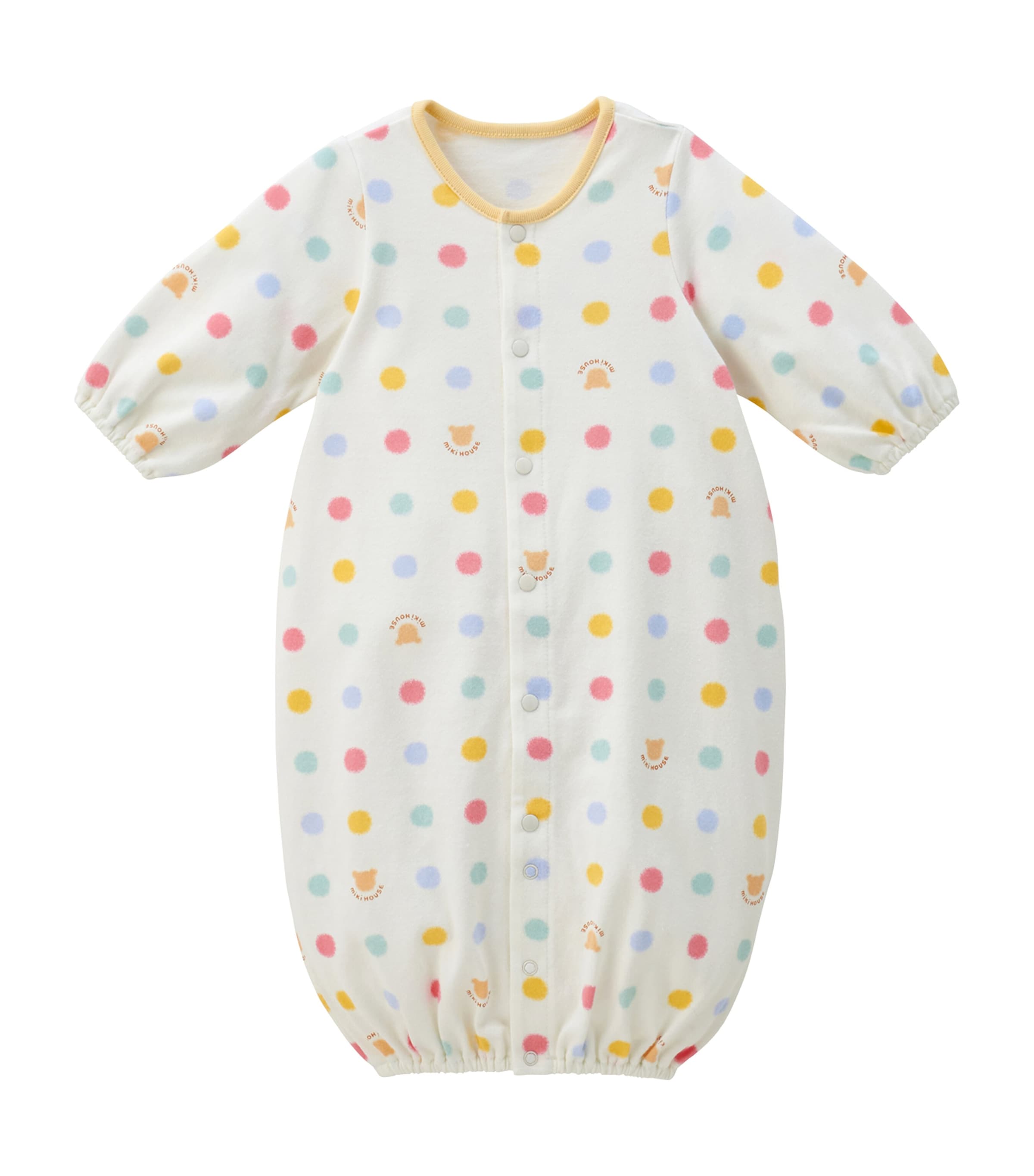 Miki House Cotton Polka Dot Playsuit In Ivory