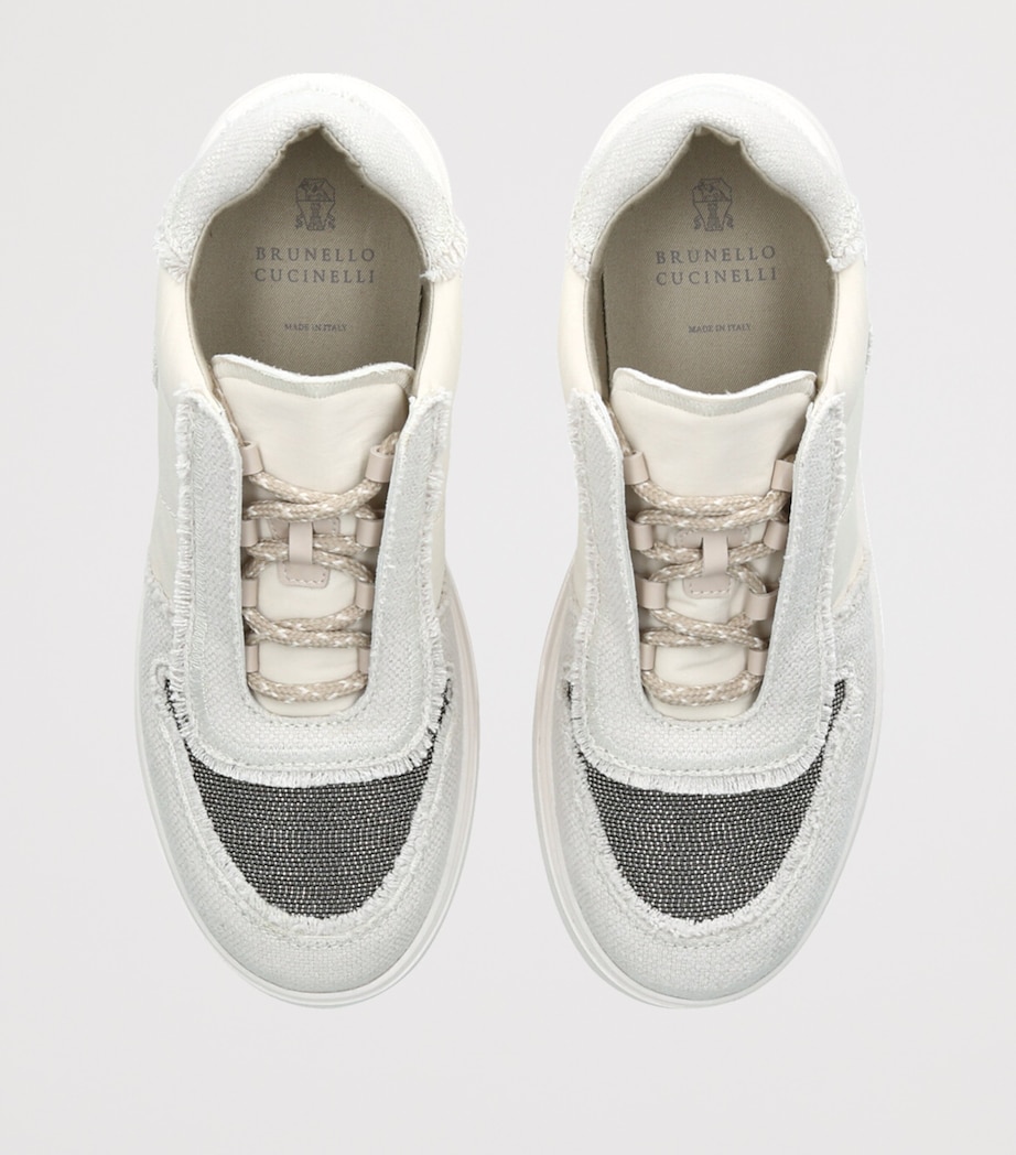 Brunello Cucinelli Kids Distressed Canvas Sneakers Bone/comb Image 4