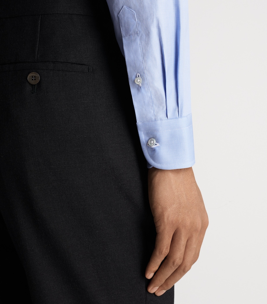 Cotton Micro Check Dress Shirt 442SKY BLUE Image 6