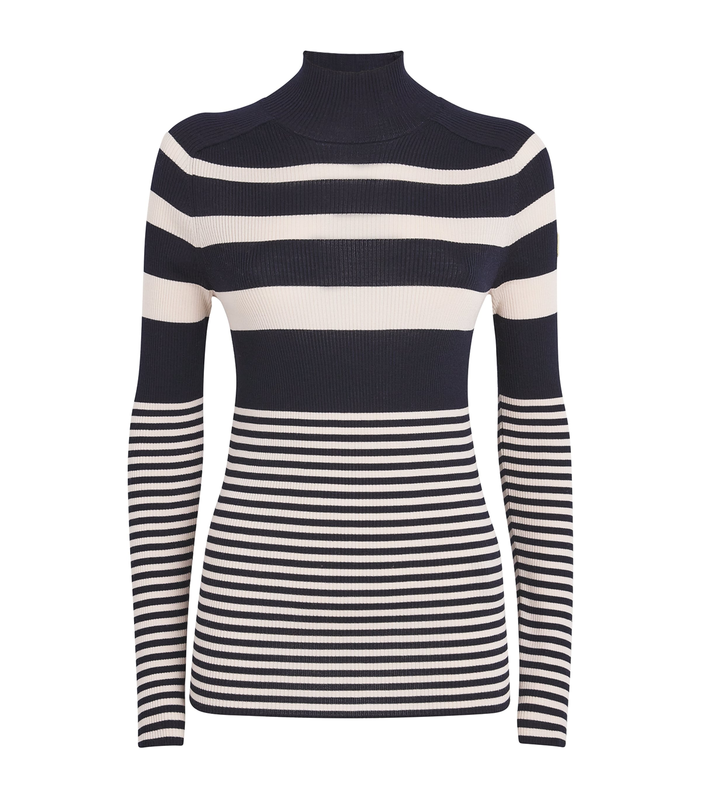 Moncler White & Blue Striped Wool Turtleneck In Blue