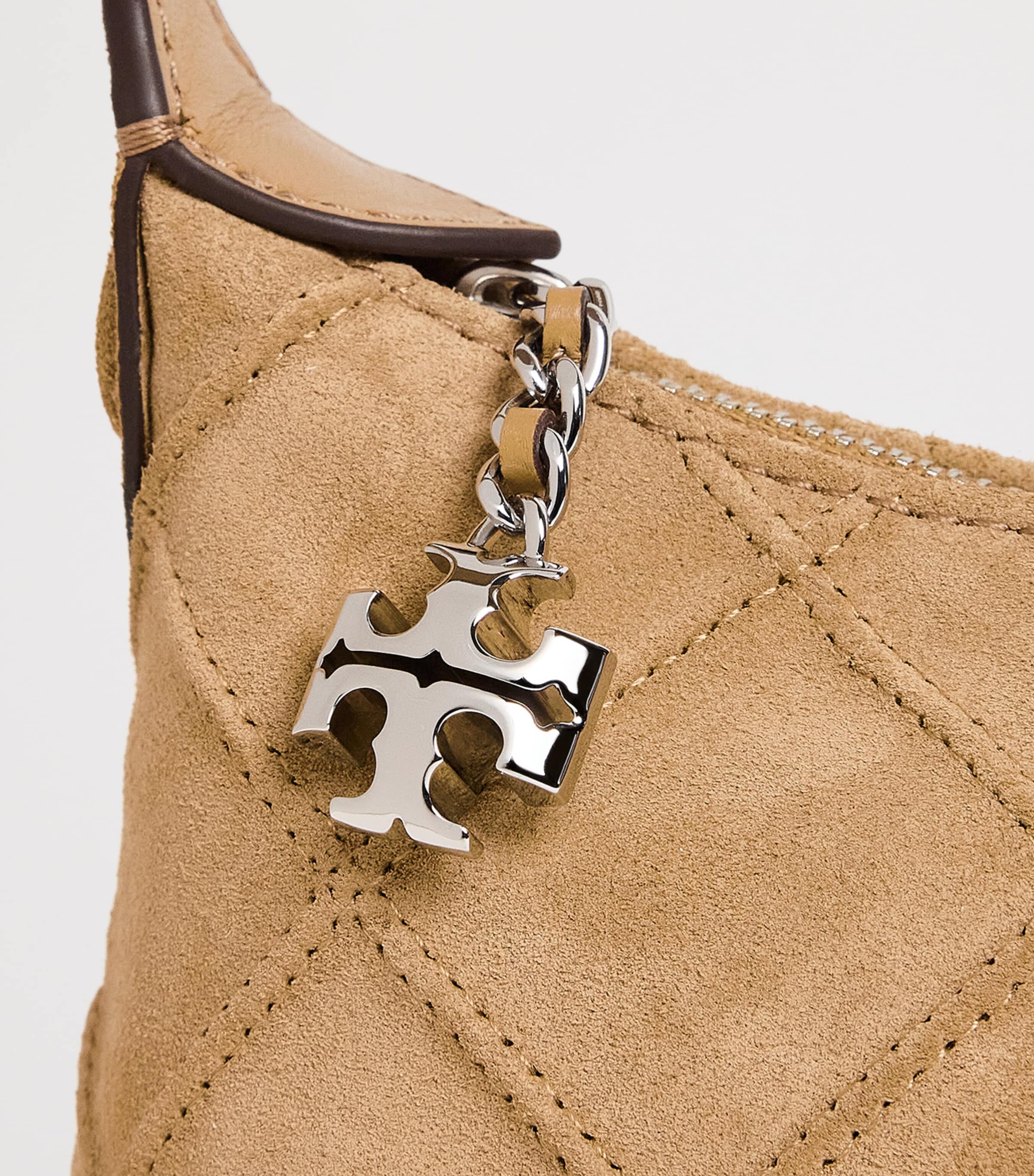 Tory Burch Mini Suede Fleming Top Handle Bag Stone Image 6