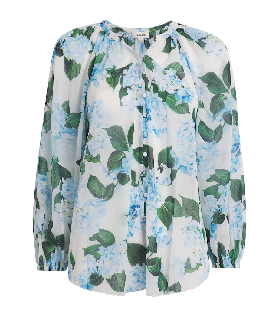 Chiffon Floral Teagan Blouse 40522HHW IVRY/LT BLU Image 1