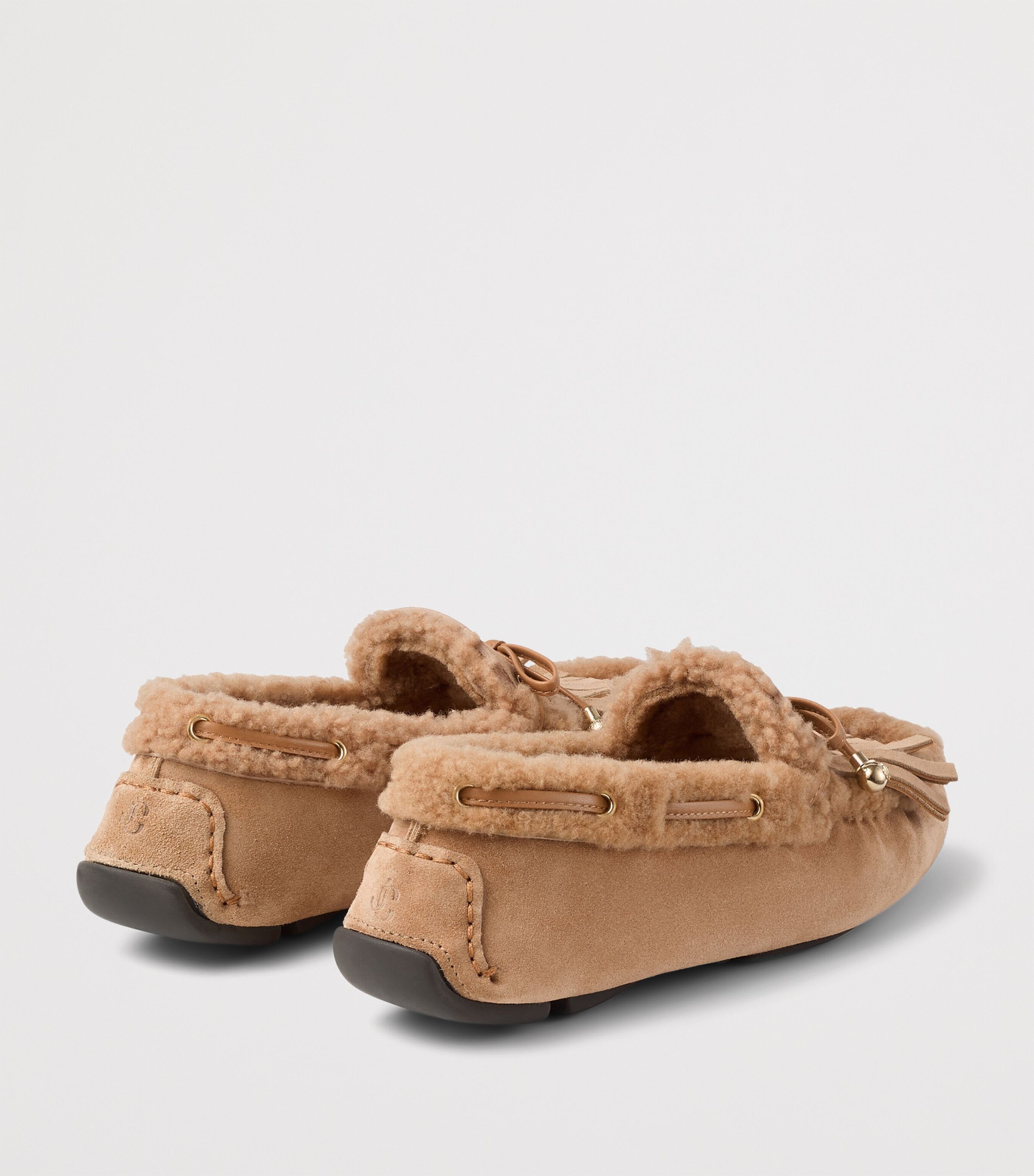 Jimmy Choo Beige Manon Flat Suede-Shearling Loafers | Harrods US