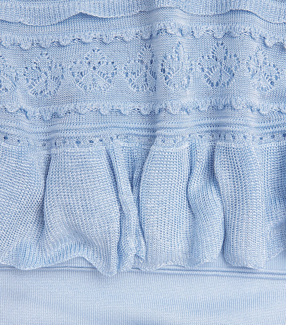 Sandro Paris Womens Pointelle Maxi Skirt Sky Blue Image 6