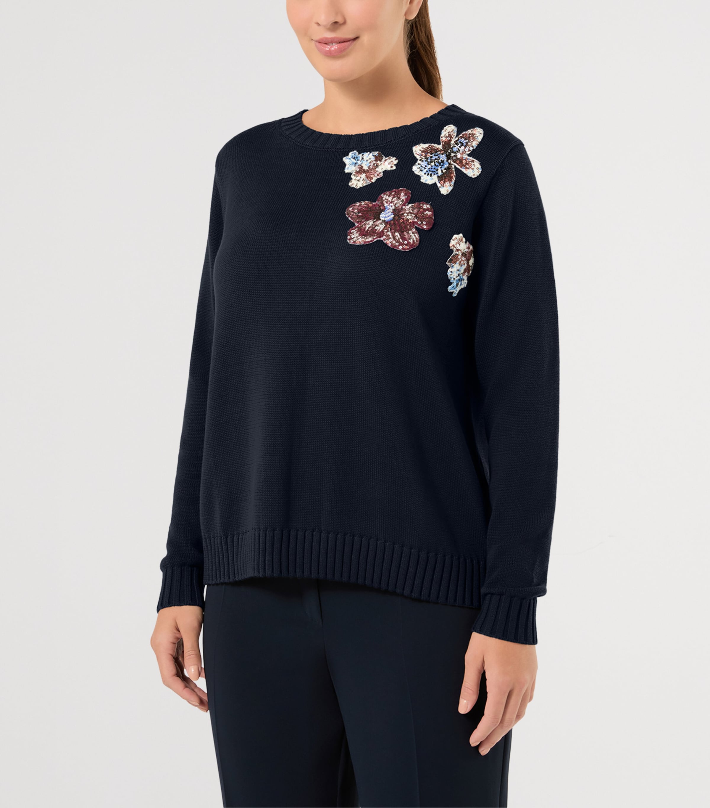 Marina Rinaldi Womens Cotton Embellished Sweater Midnightblue Image 3