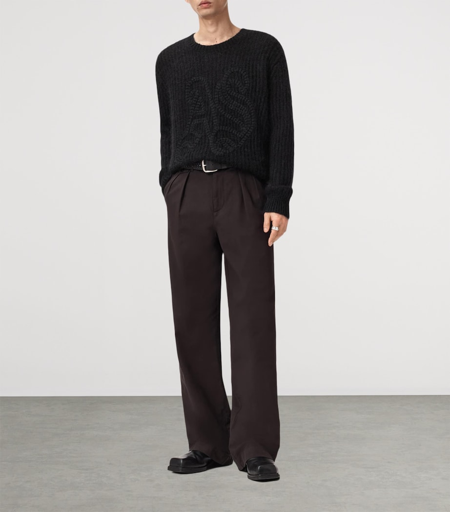 AllSaints Mens Embroidered Chainy Sweater Black Image 2