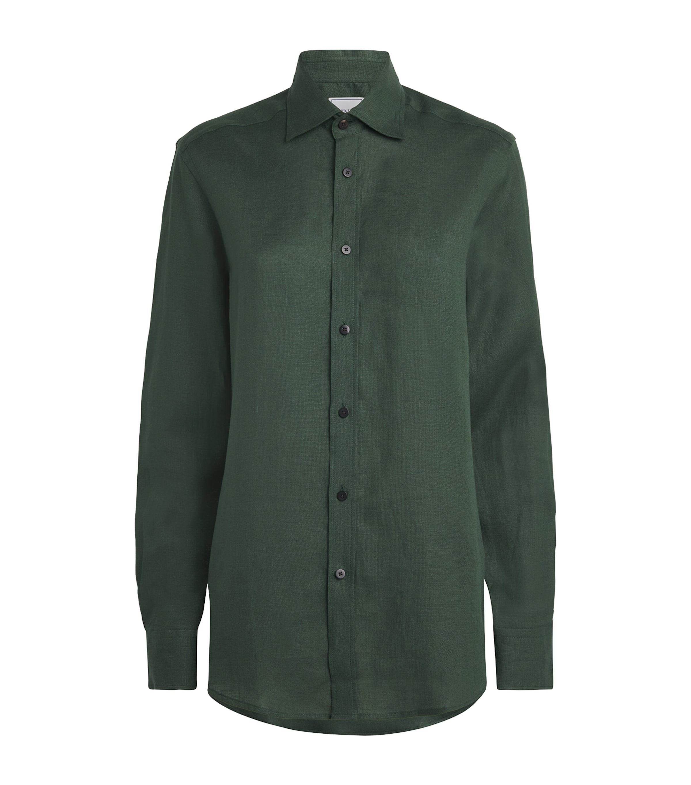 With Nothing Underneath Womens Linen The Boyfriend Shirt Hunter Green Image 1