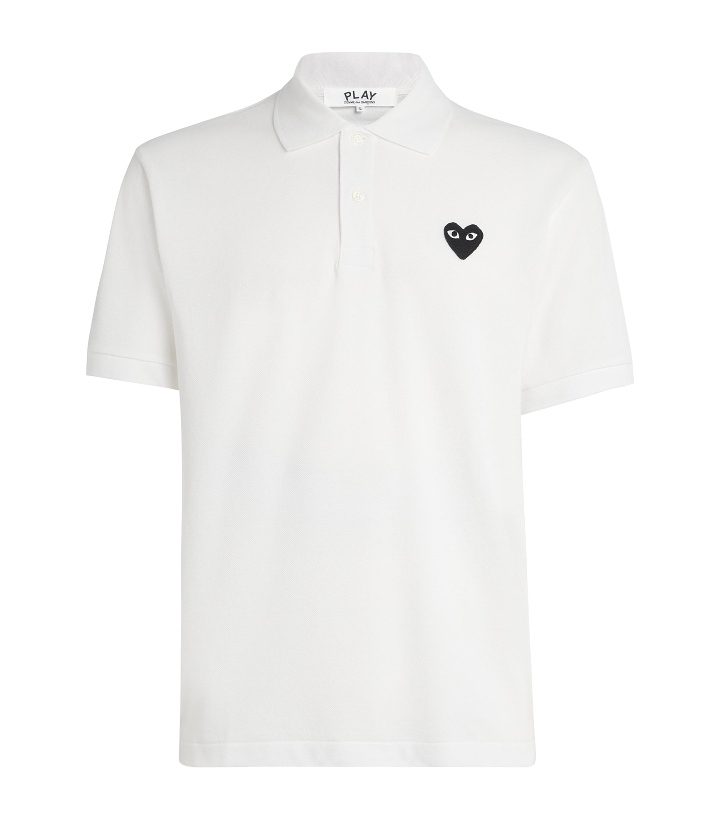 Comme Des Garçons Play Heart Patch Polo Shirt In White