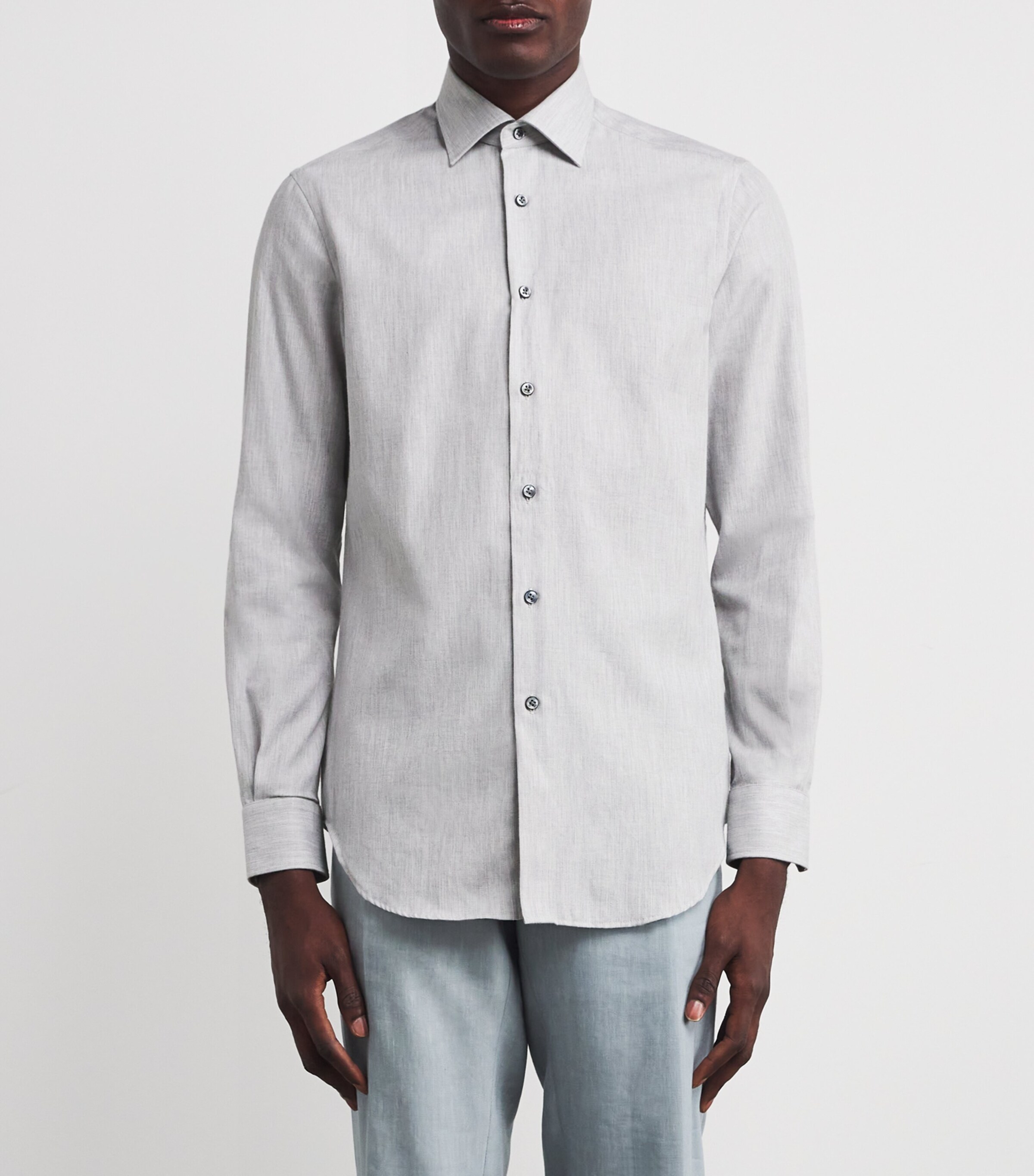 Pal Zileri Mens Cotton Shirt Light Grey Image 3
