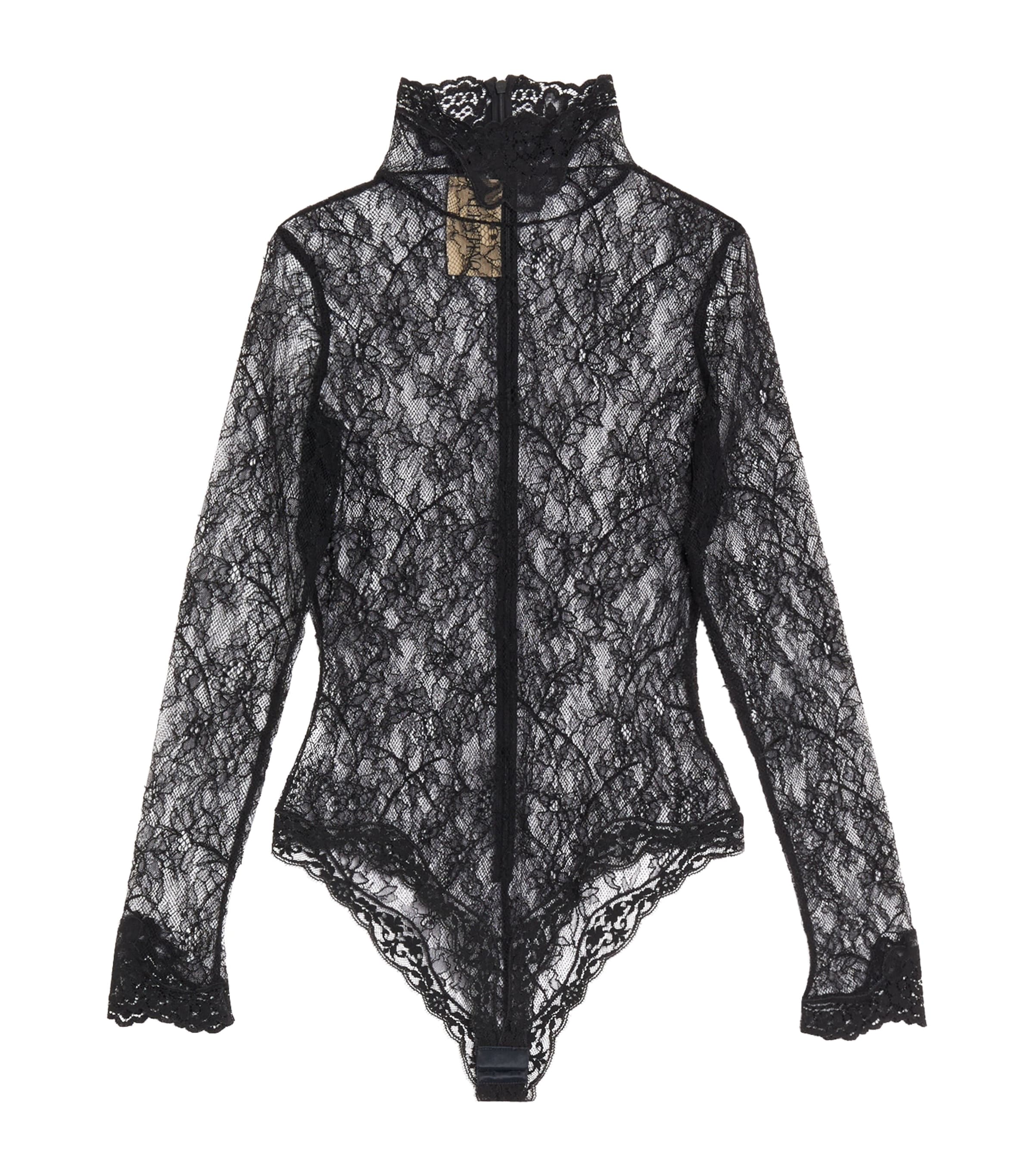 Valentino Womens Lace High-Neck Bodysuit Image 1