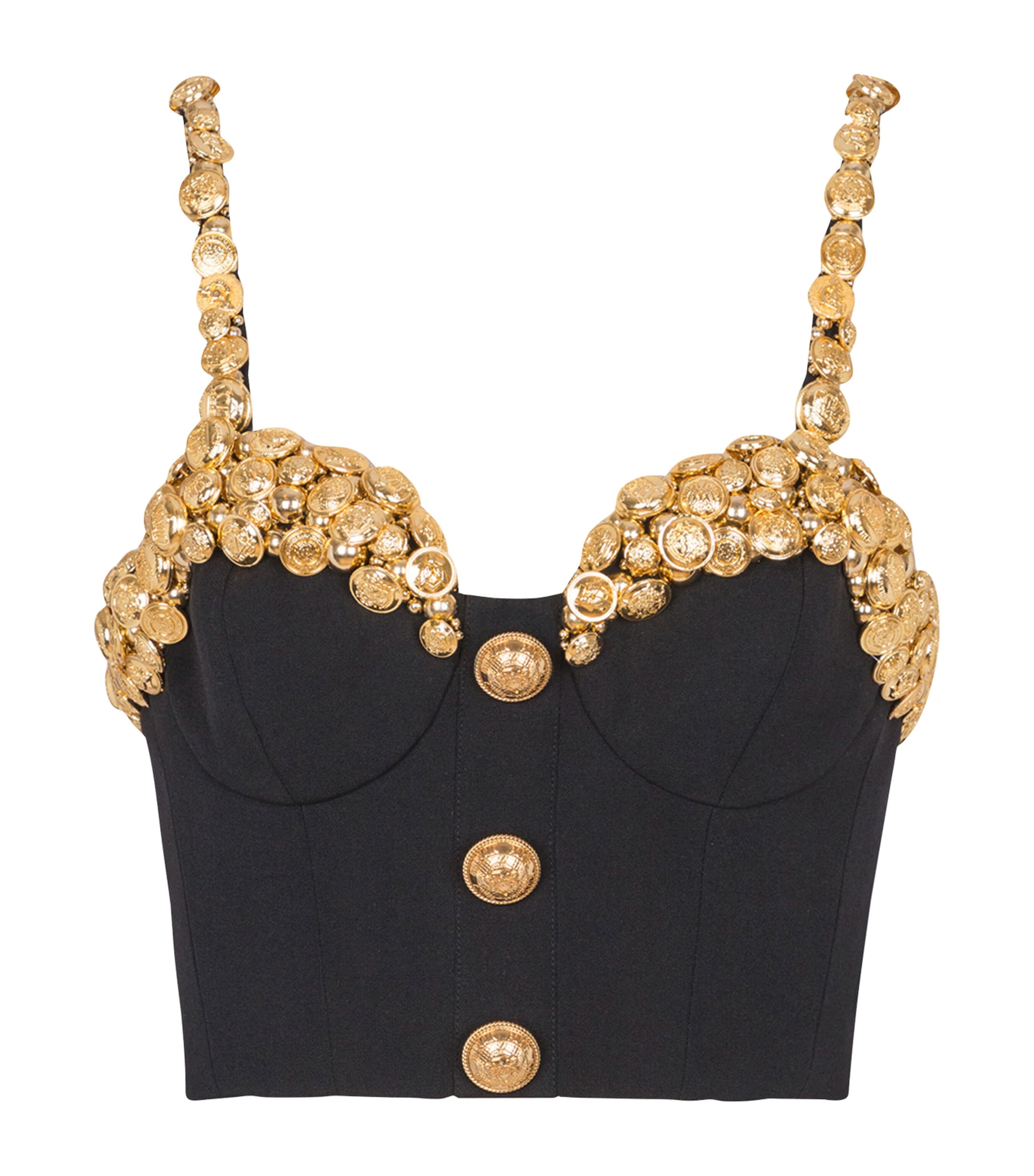 Balmain Wool Button-embellished Cami Top