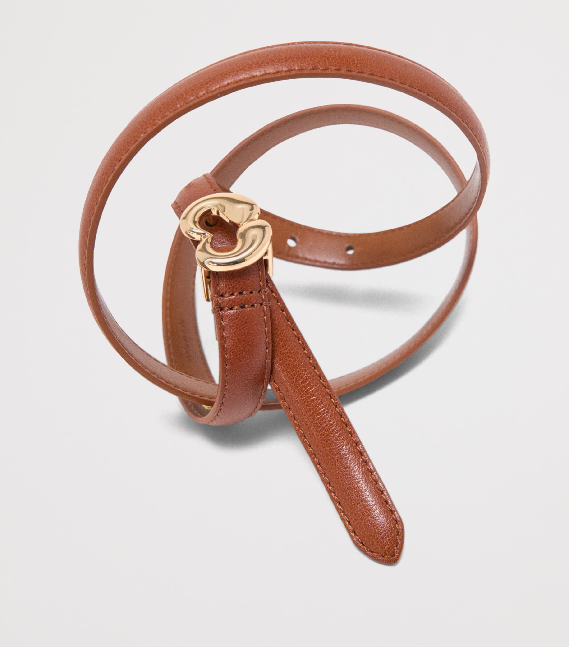 Maje Leather Slim Belt Tobacco Image 8