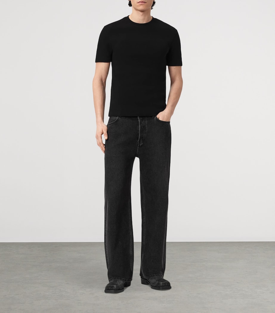 AllSaints Mens Organic Cotton-BlendTheo T-Shirt Black Image 2