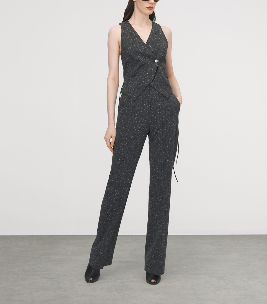 McQueen Womens Wool Pinstripe Corset Waistcoat Image 2