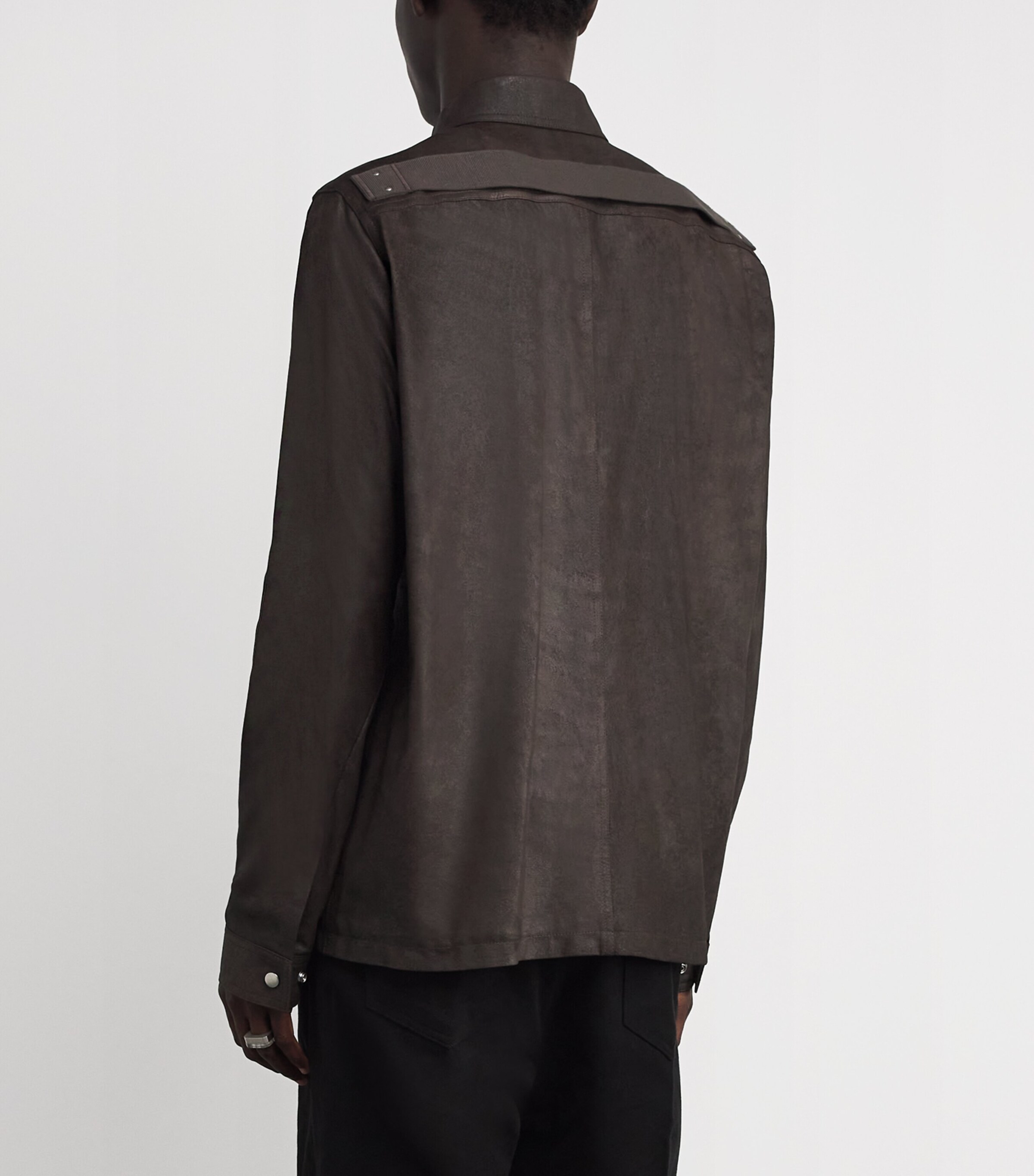 Rick Owens Mens Brad Leather Jacket Darkdust Image 4