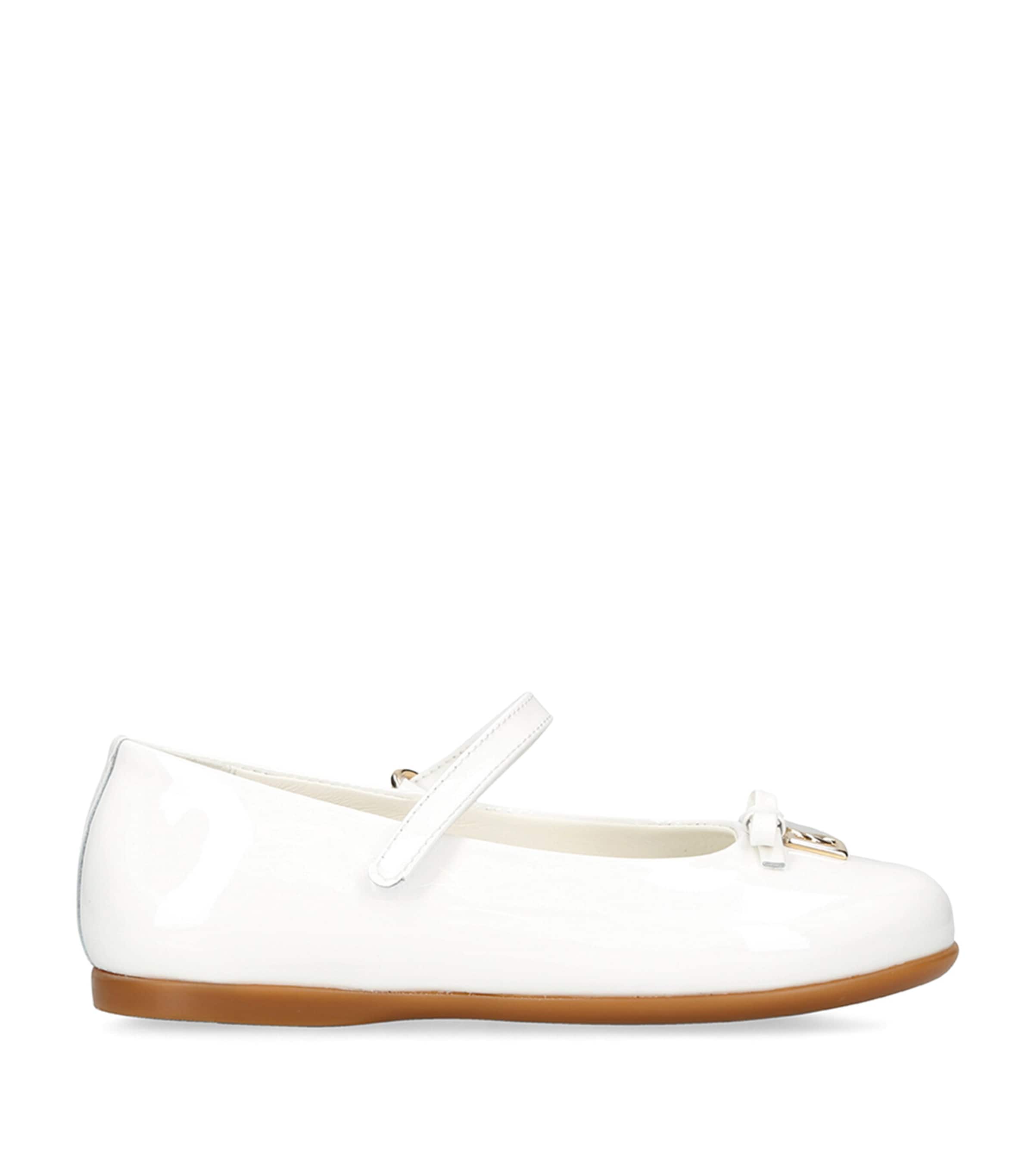 Dolce&Gabbana Kids Leather DG Ballet Flats White Image 1