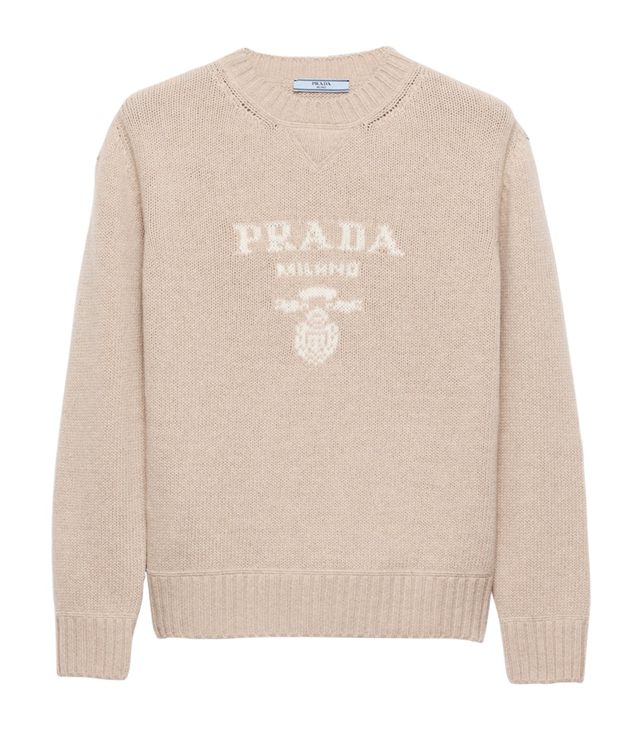 Prada Womens Wool-Cashmere Logo Sweater Image 1