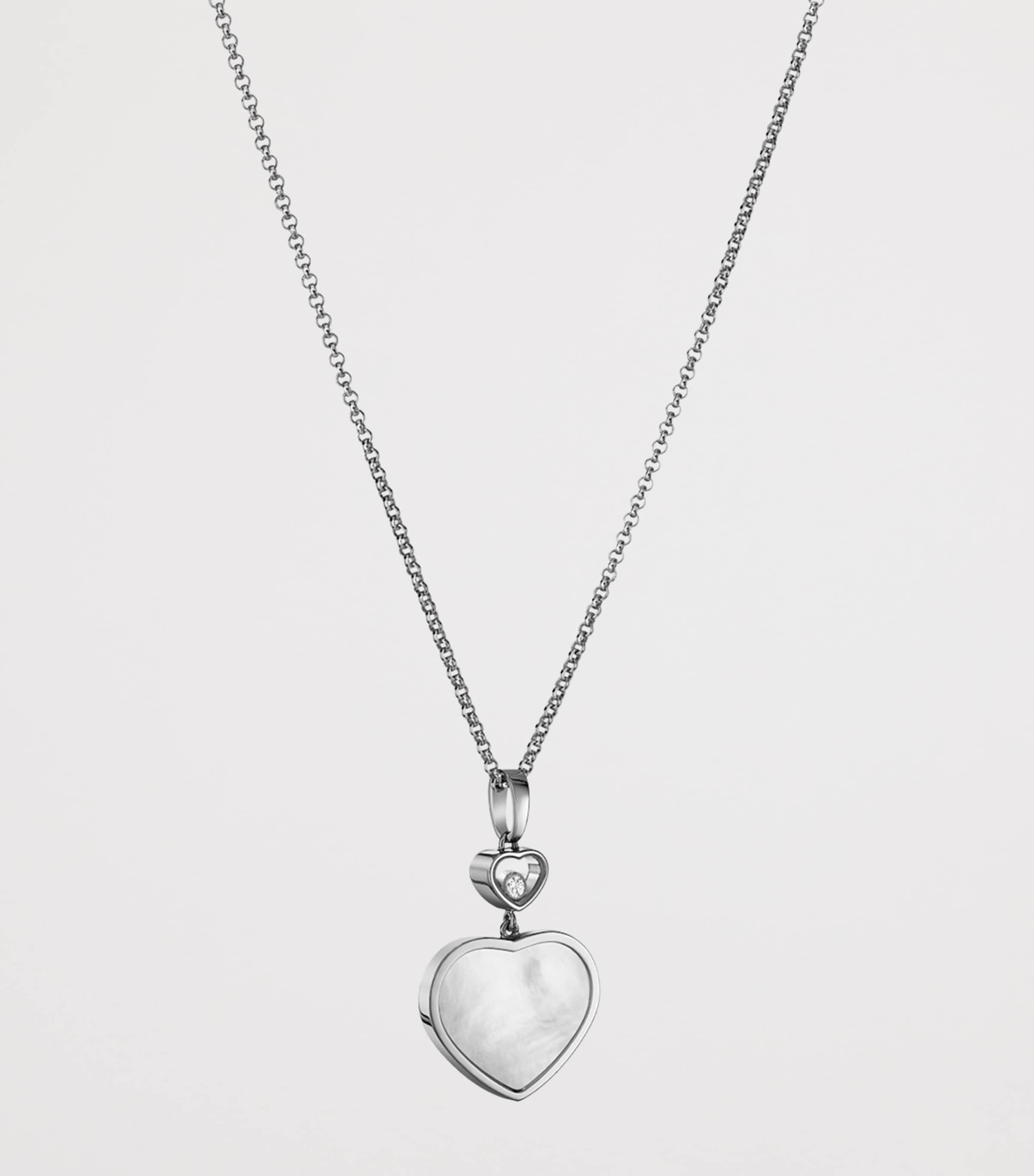 White Gold And Diamond Happy Hearts Pendant 18K WHITE GOLD Image 3