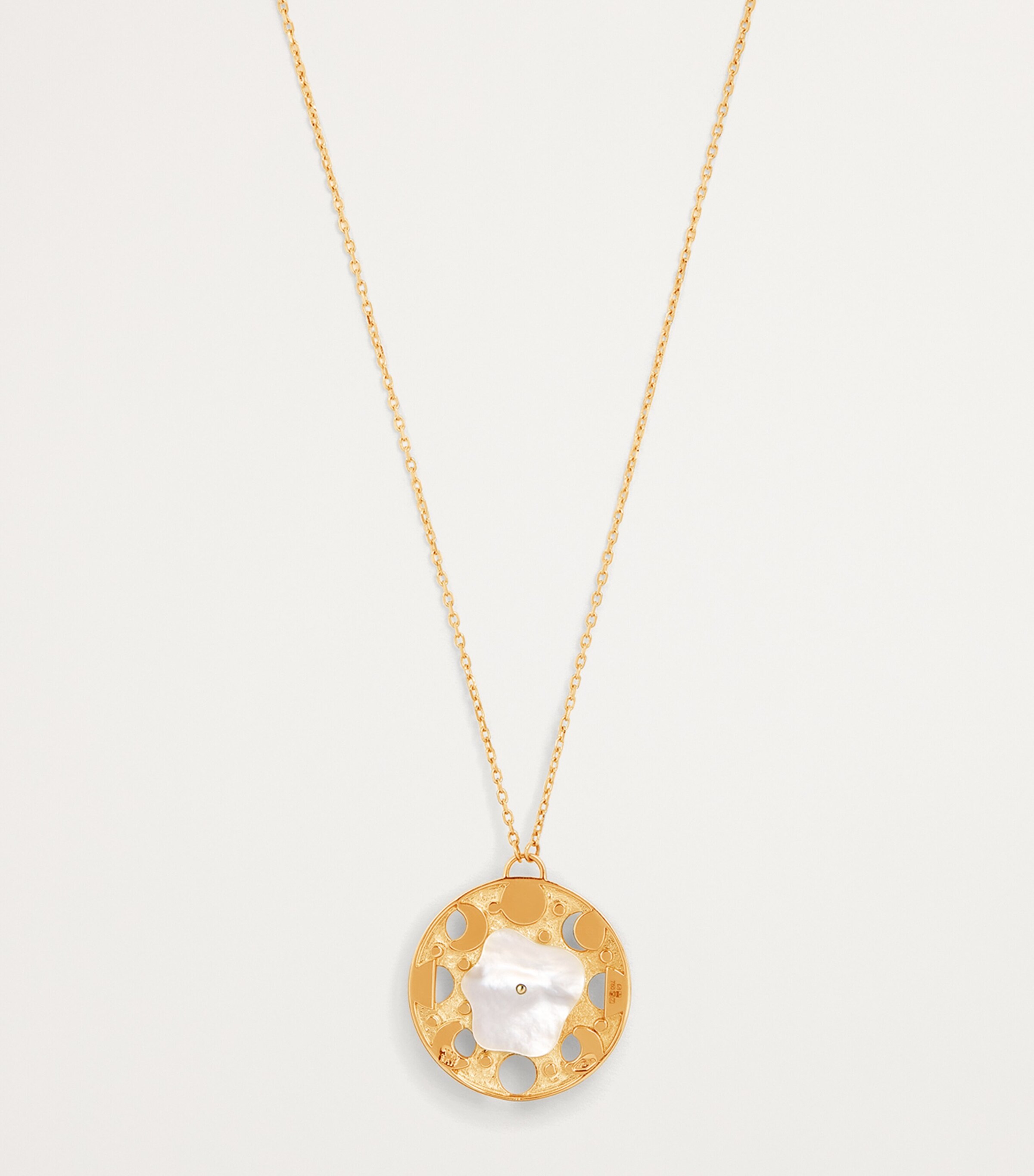 Yellow Gold, White Diamond, Lapis and Turquoise Moon Phase Necklace YELLOW GOLD Image 4