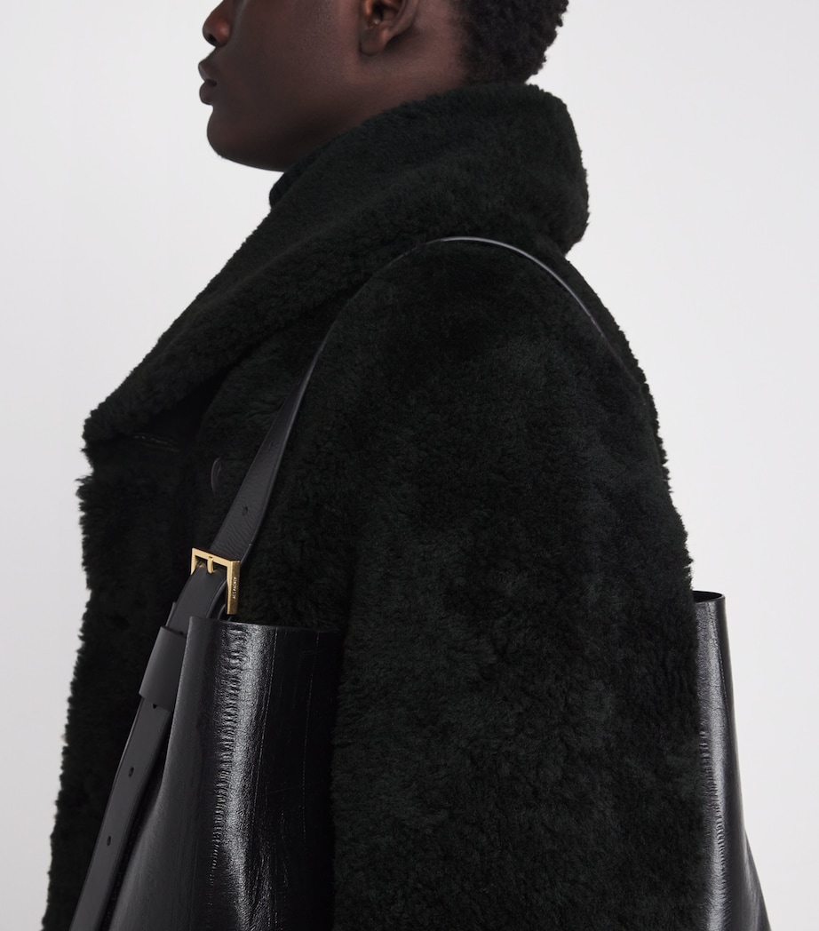 Shearling Cabot Overcoat BLACK Image 6