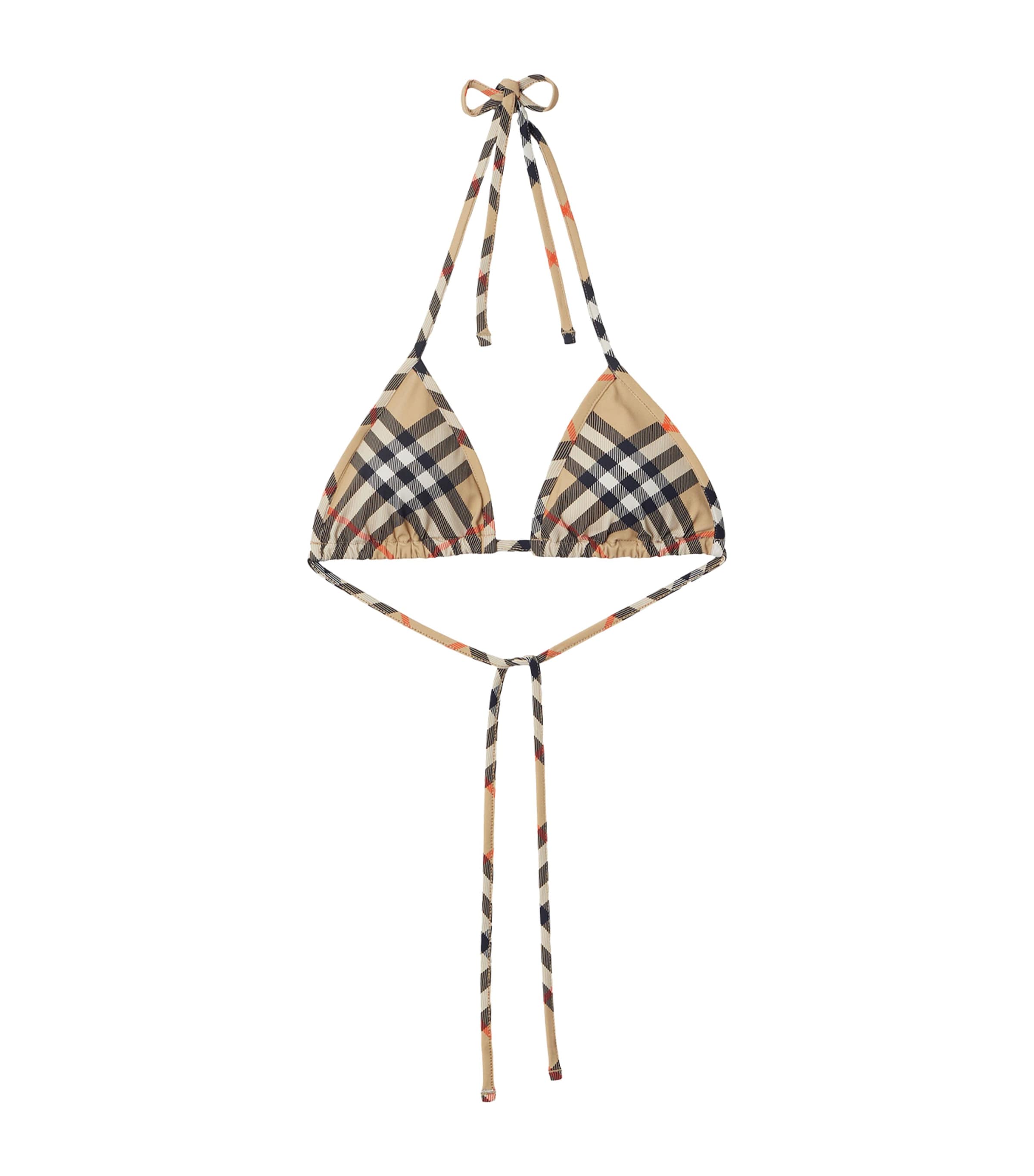 Burberry Cobb Vintage Check Triangle Bikini In Yellow