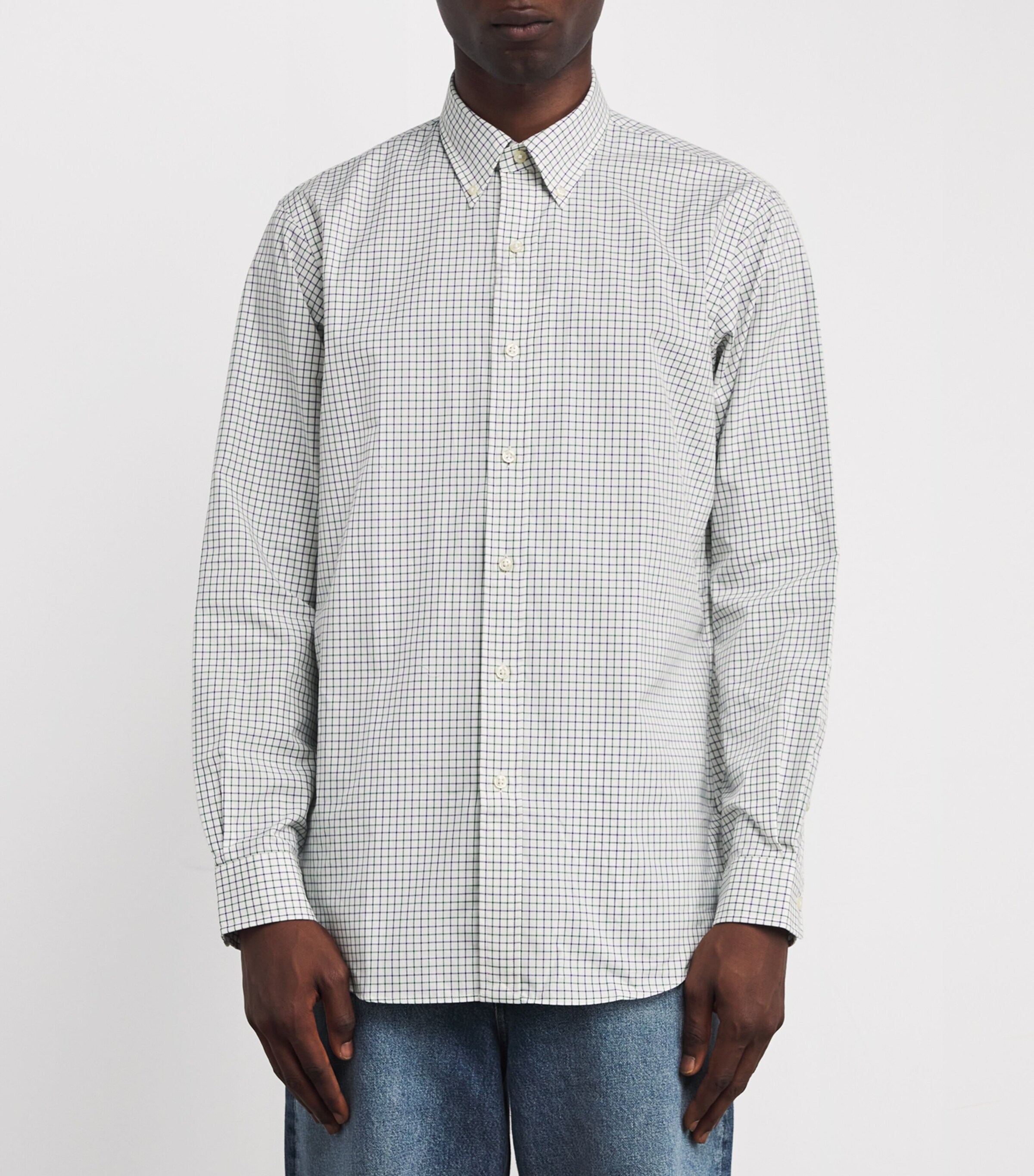 Cotton Poplin Classic Fit Check Shirt GREEN Image 3